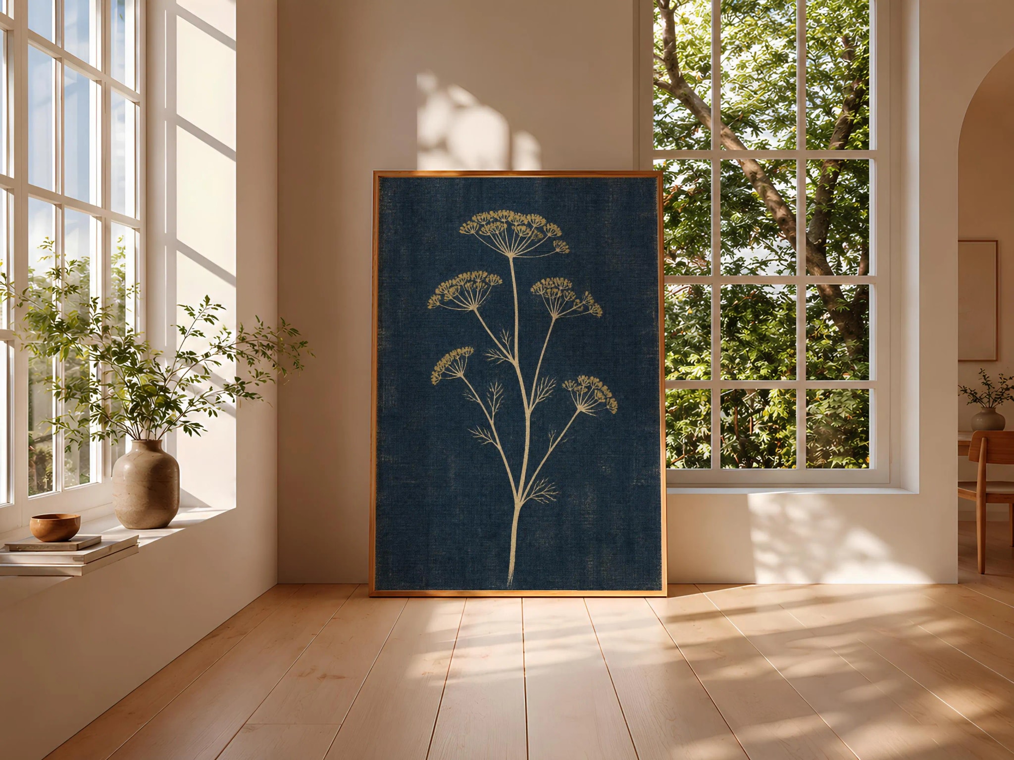 Wild Fennel Wall Art, Minimalist Arts and Crafts Botanical Print, Indigo Herb Decor – Calm Wall Art by Artsify thumbnail 3