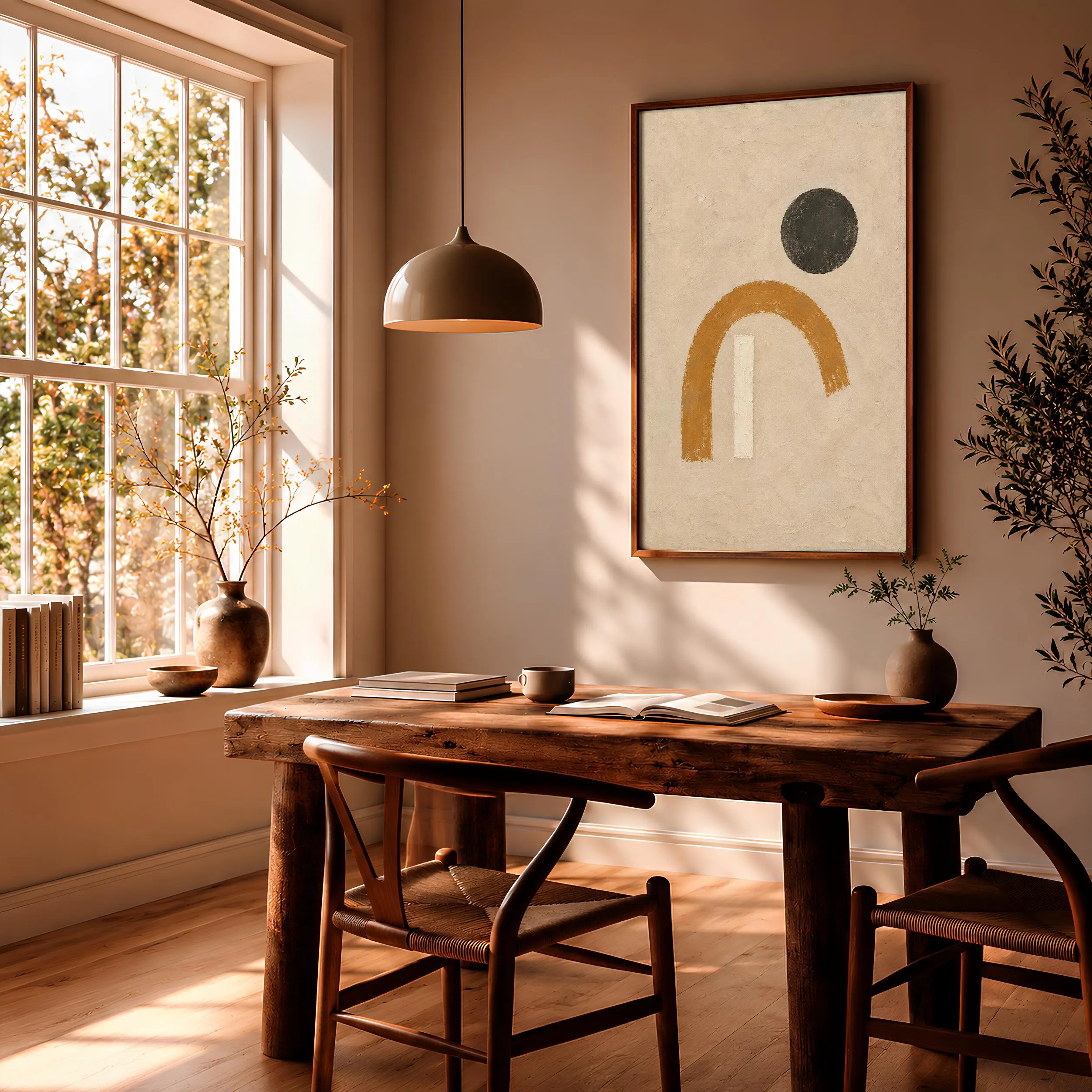 Ochre Arch Wall Art, Modernist Plaster Abstract Print – Calm Wall Art by Artsify thumbnail 2