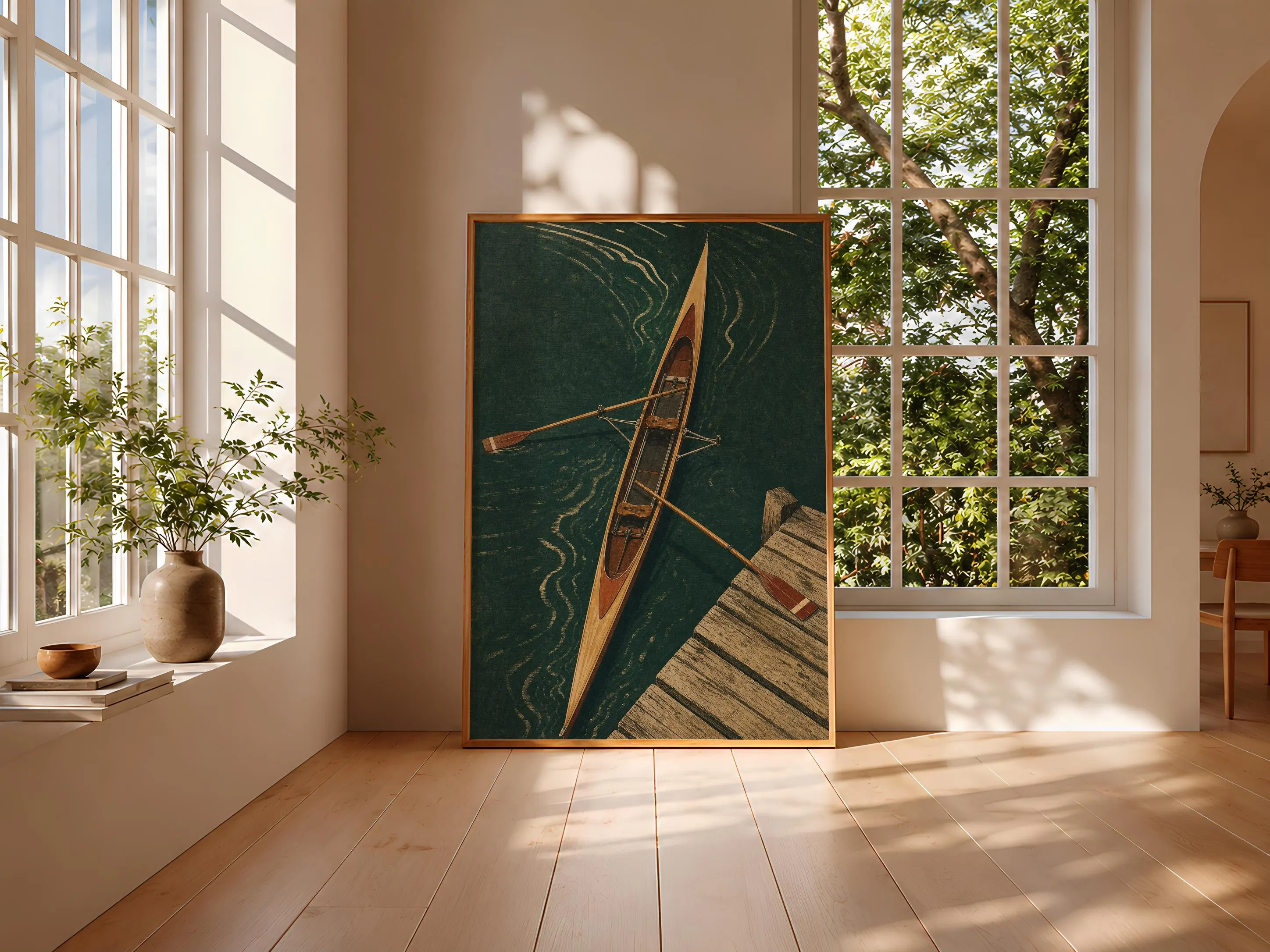 Vintage Rowing Poster Print, Sculling Wall Art, Boathouse Decor, Interwar Sporting Print, Housewarming Gift – Calm Wall Art by Artsify thumbnail 3