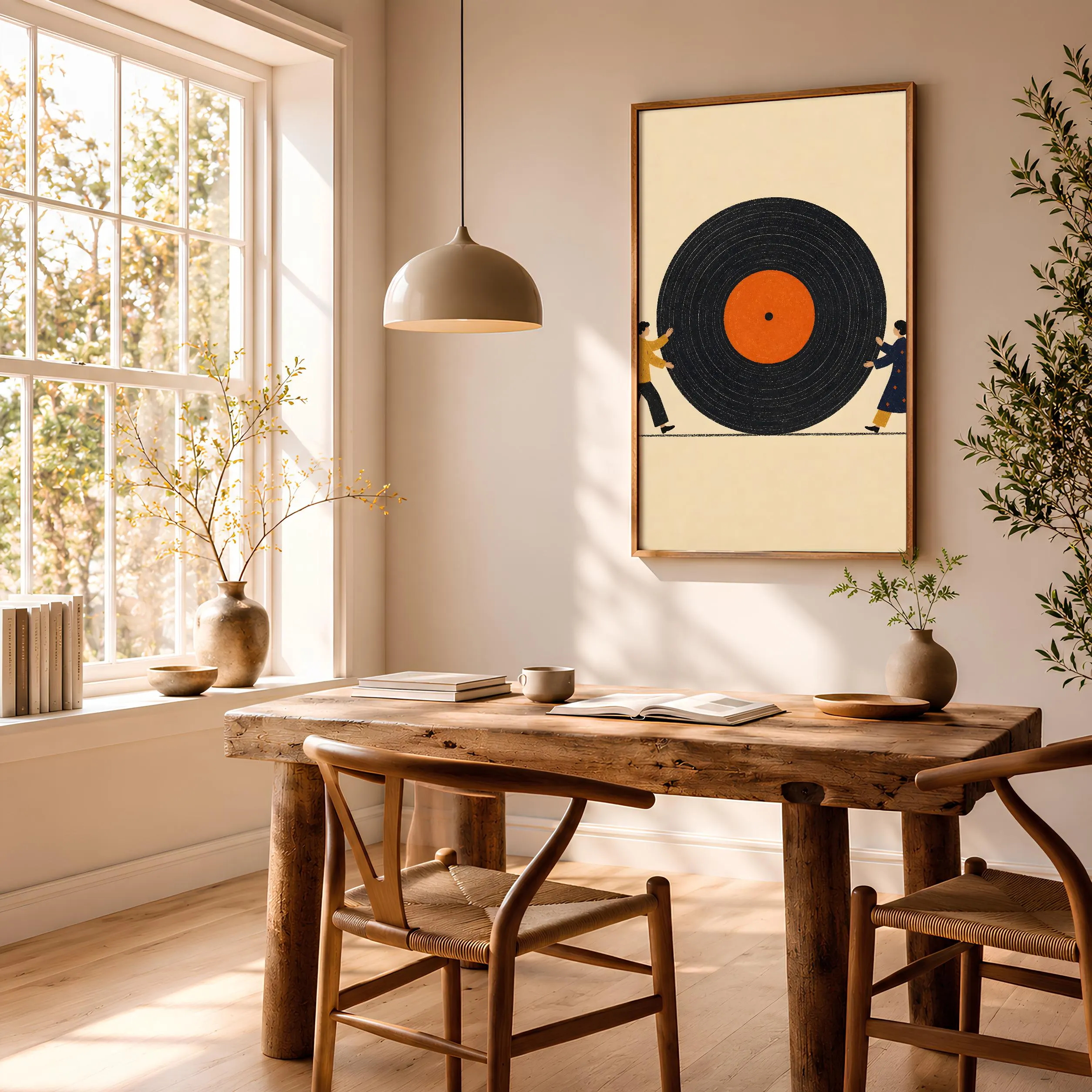 Vinyl Record Print, Retro Couple Wall Art, Music Lover Poster, Mid Century Decor, Housewarming Gift – Calm Wall Art by Artsify thumbnail 2