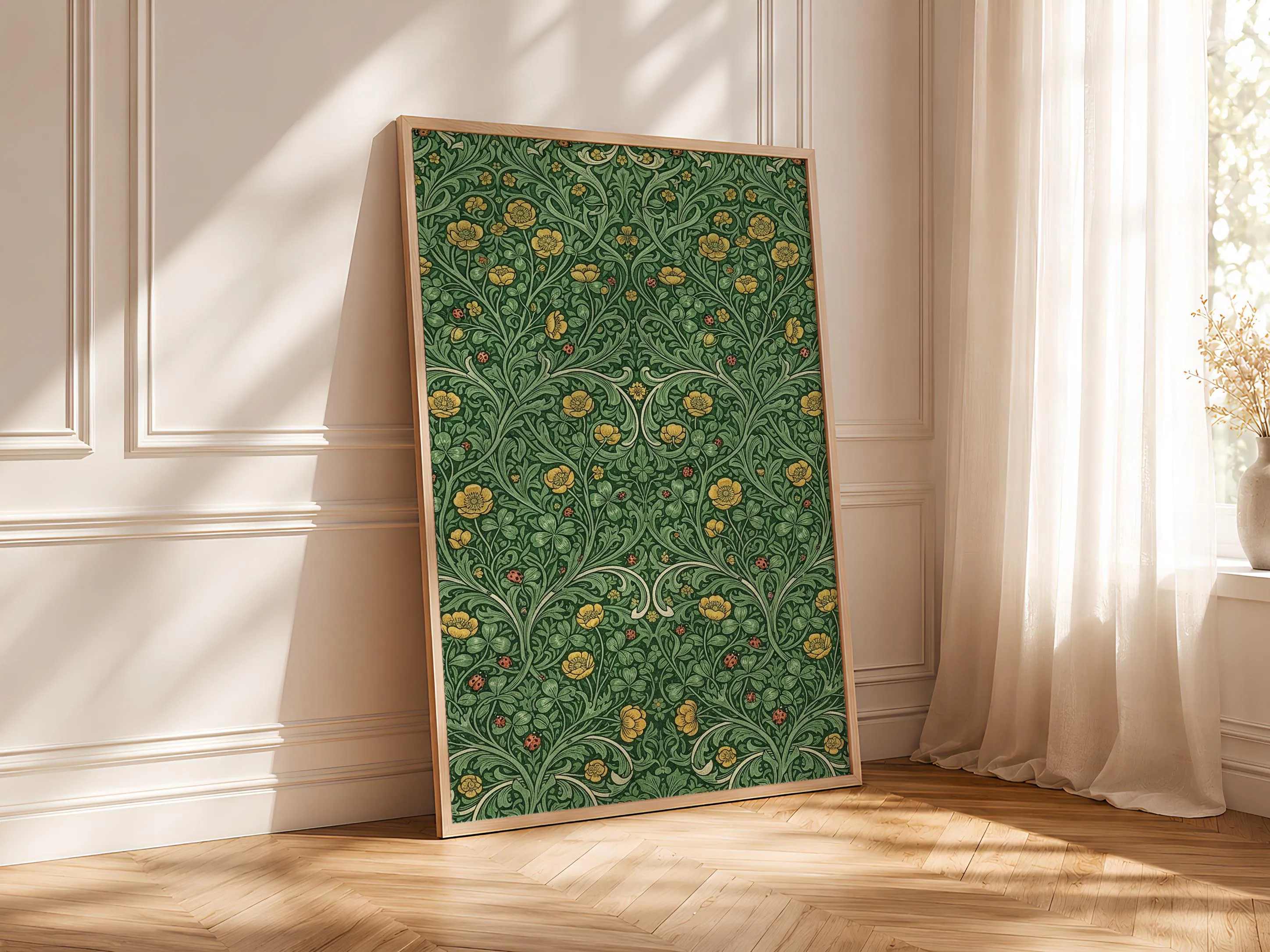 William Morris Style Print, Arts and Crafts Ladybird Poster, Buttercup Wall Art, Kitchen Decor, Housewarming Gift – Calm Wall Art by Artsify thumbnail 5