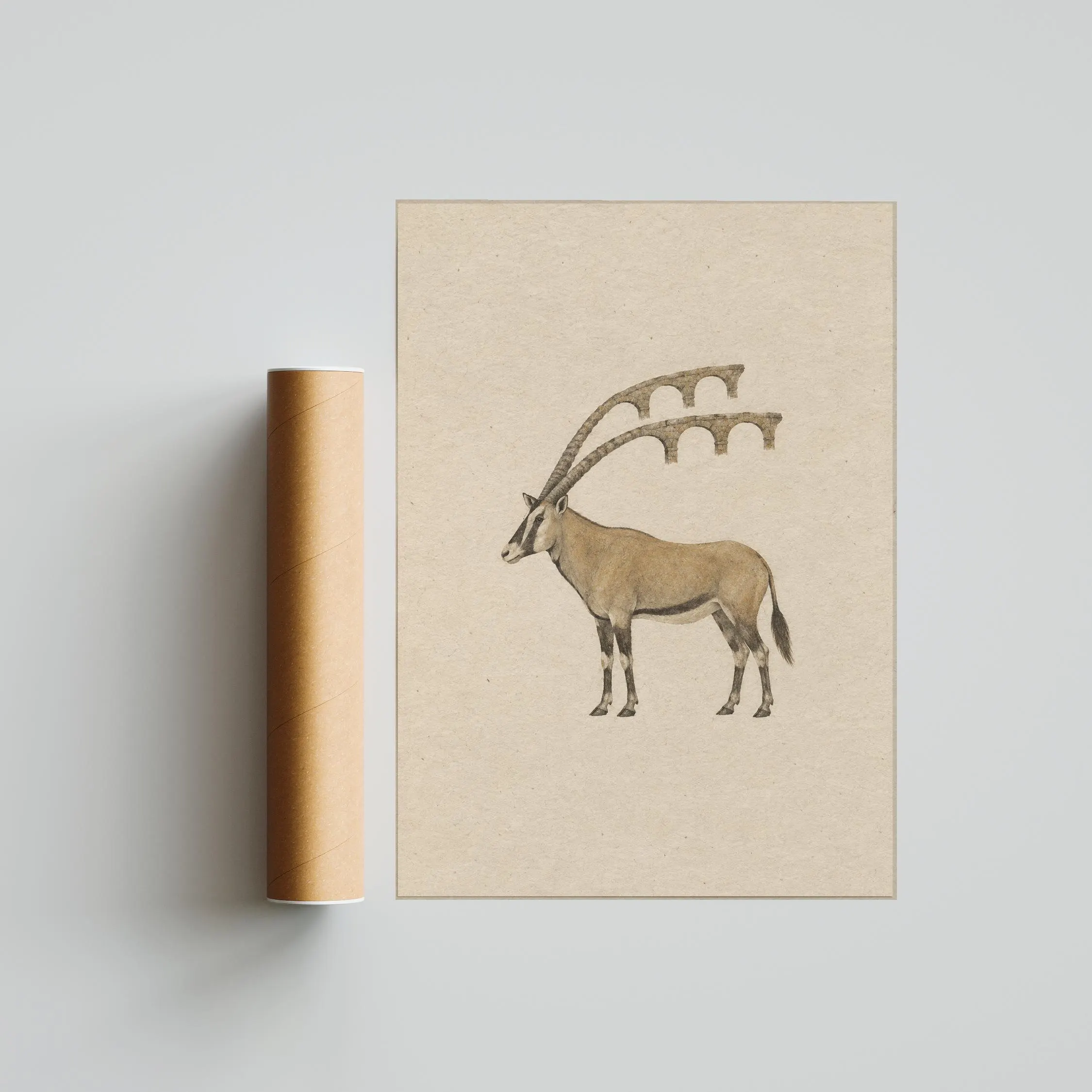 Oryx Arcade Wall Art, Minimal Surreal Animal Architecture Poster – Calm Wall Art by Artsify thumbnail 5