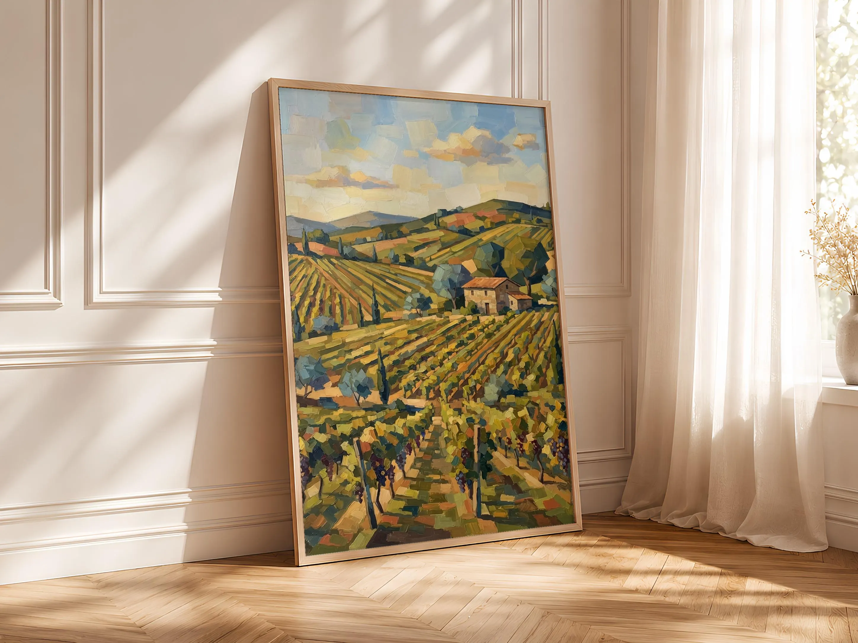 Cezanne Style Vineyard Landscape Print, Post Impressionist Wall Art, Countryside Poster, Living Room Decor, Housewarming Gift – Calm Wall Art by Artsify thumbnail 4