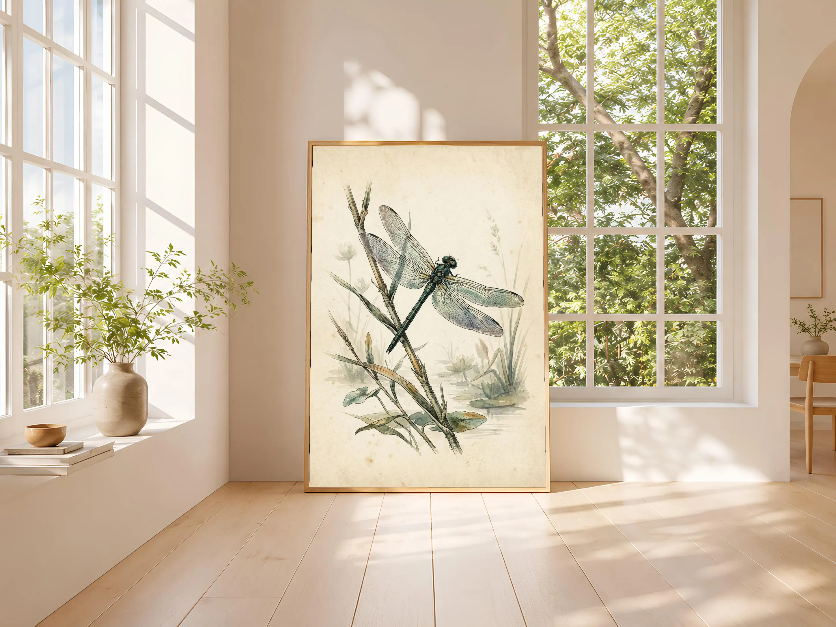 Dragonfly Print, Vintage Botanical Poster, Teal Wall Art, Cottagecore Decor, Housewarming Gift – Calm Wall Art by Artsify thumbnail 3