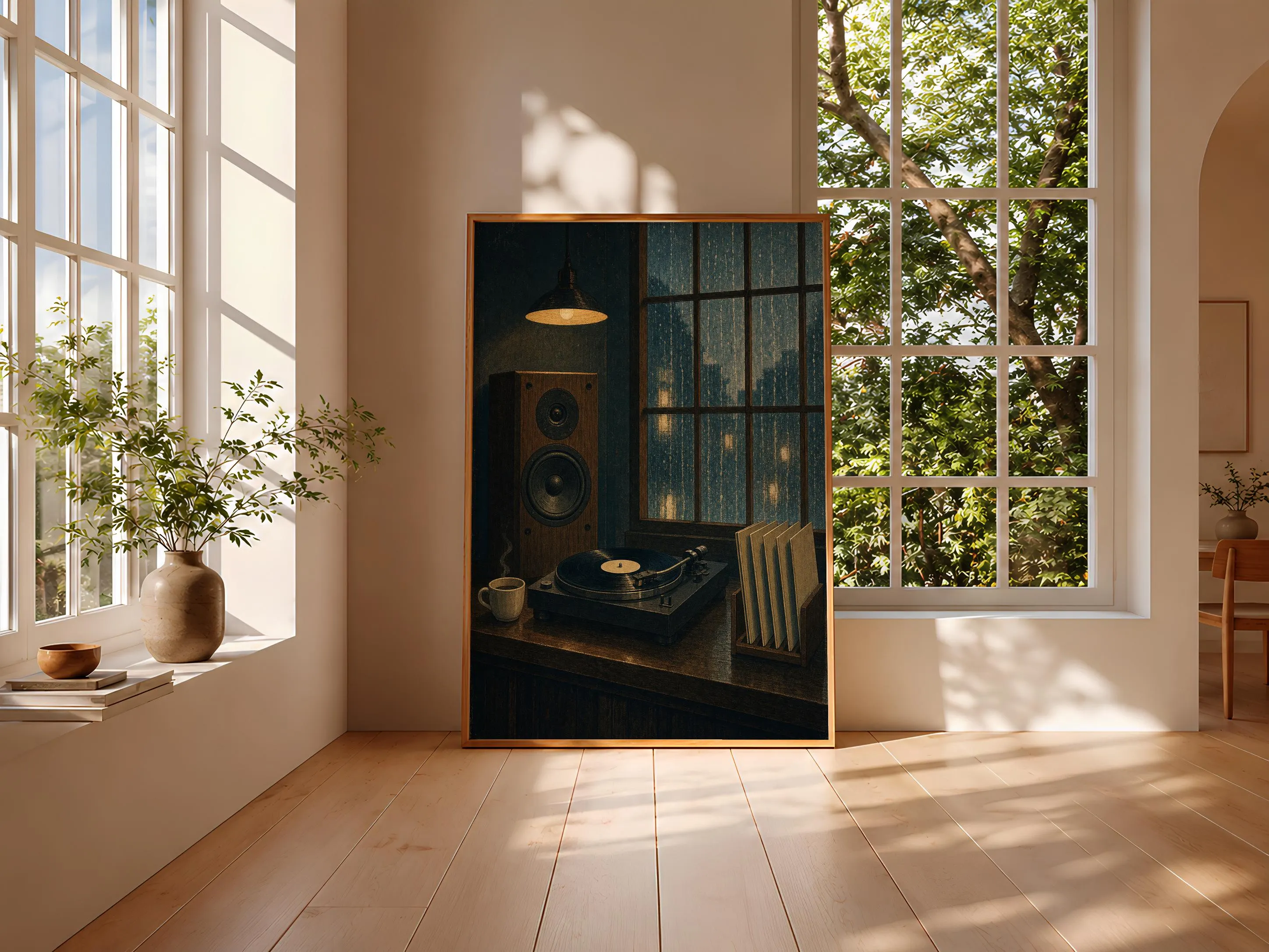 Japanese Jazz Kissa Print, Vintage Listening Room Wall Art, Rainy Cafe Poster, Audiophile Music Decor, Housewarming Gift – Calm Wall Art by Artsify thumbnail 3