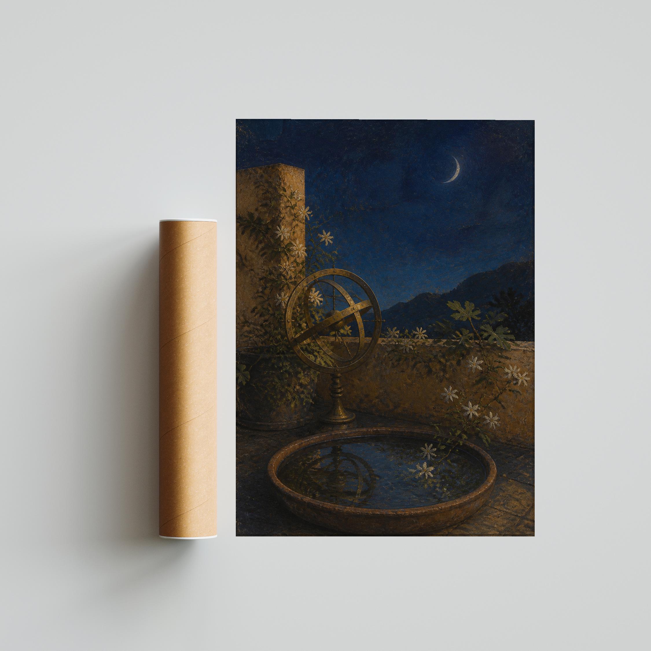 Armillary Sphere Wall Art, Vintage Celestial Painting, Dark Academia Garden Print, Housewarming Gift – Calm Wall Art by Artsify thumbnail 5