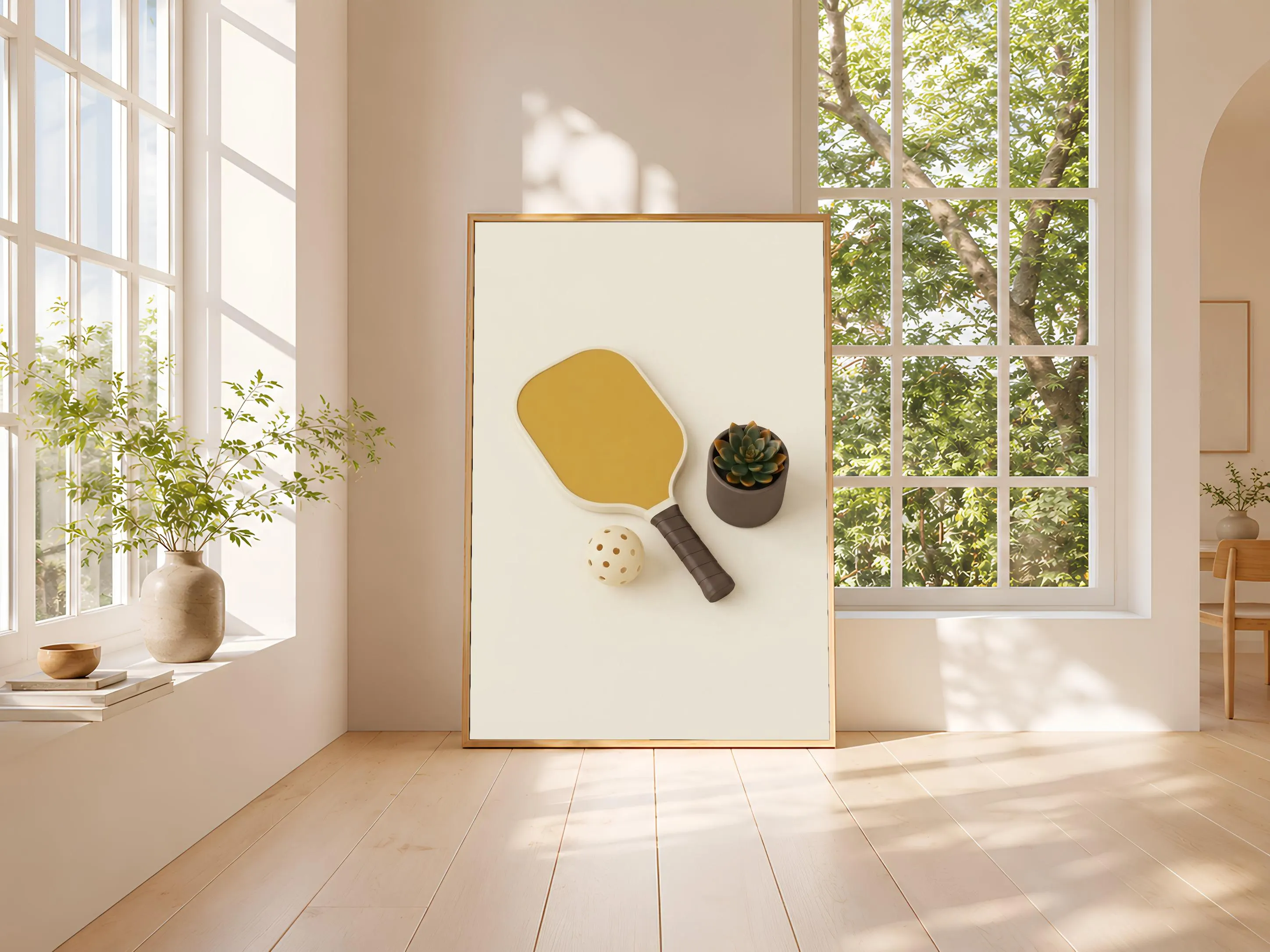 Pickleball Print, Preppy Japandi Poster, Mustard Wall Art, Pickleball Gift, Housewarming Gift – Calm Wall Art by Artsify thumbnail 3