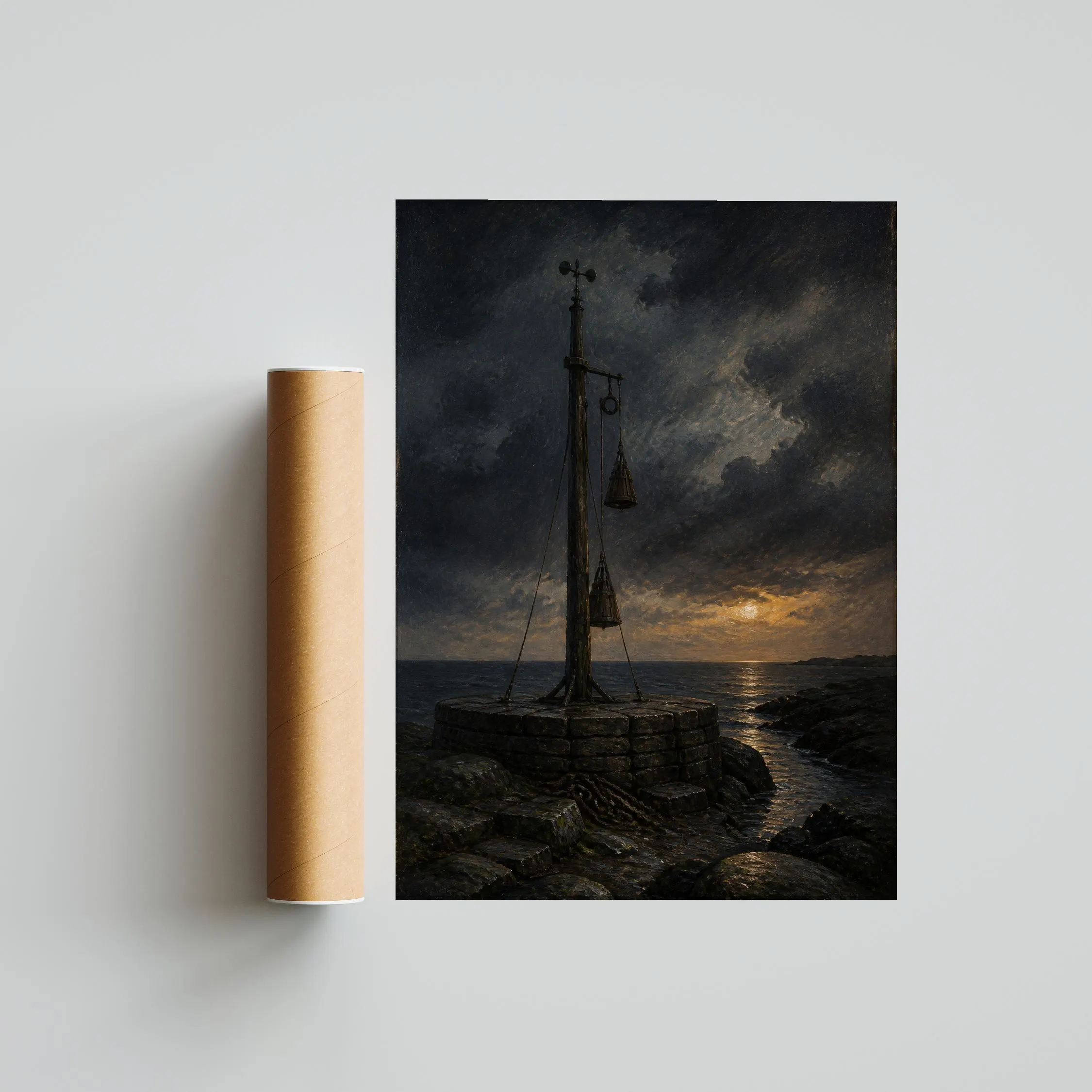 Storm Signal Mast Print, Coastal Wall Art, Vintage Nautical Poster, Moody Seascape Decor, Housewarming Gift – Calm Wall Art by Artsify thumbnail 5
