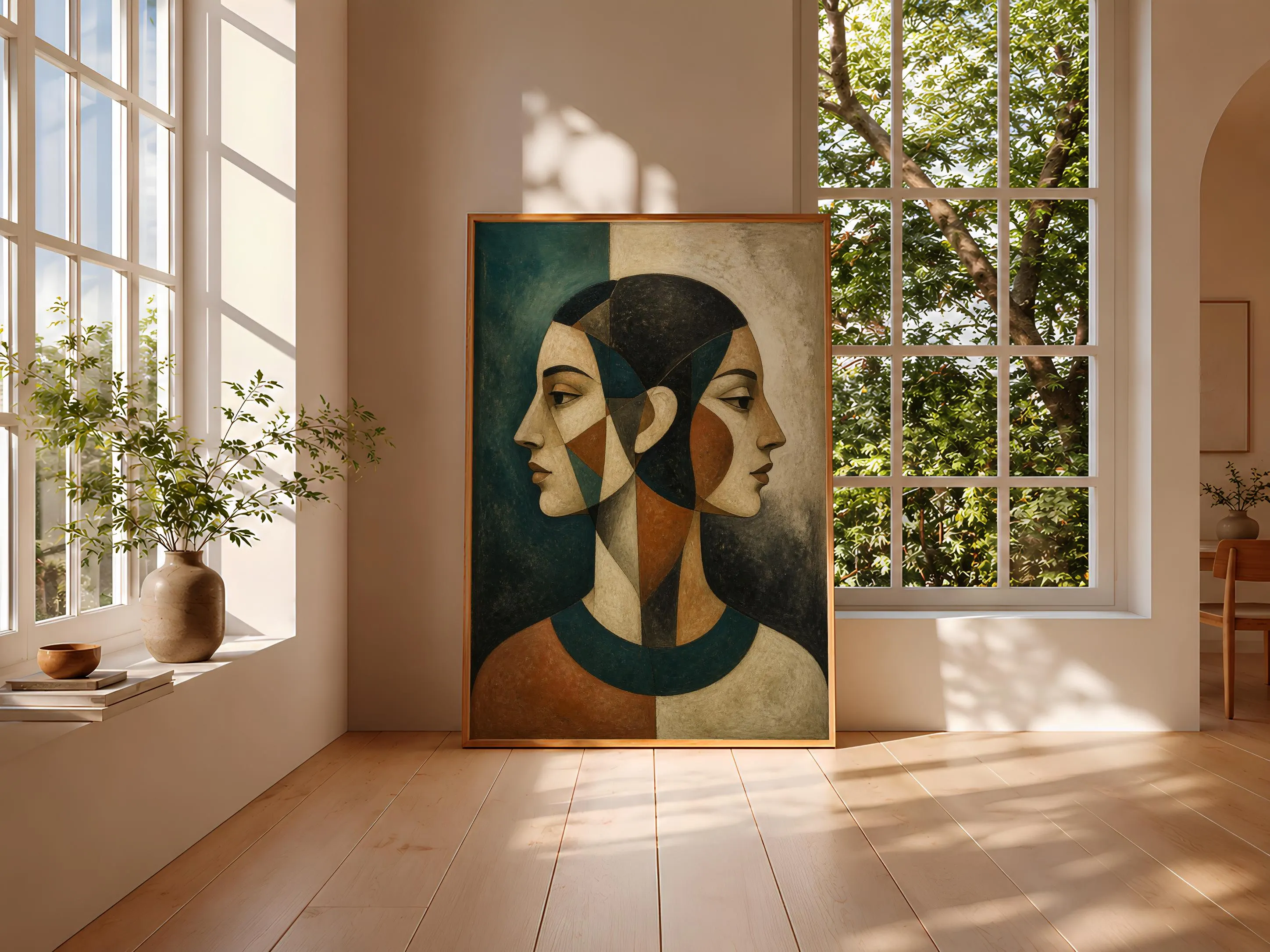 Dual View Portrait Print, Modernist Wall Art, Sienna Teal Poster, Housewarming Gift – Calm Wall Art by Artsify thumbnail 3