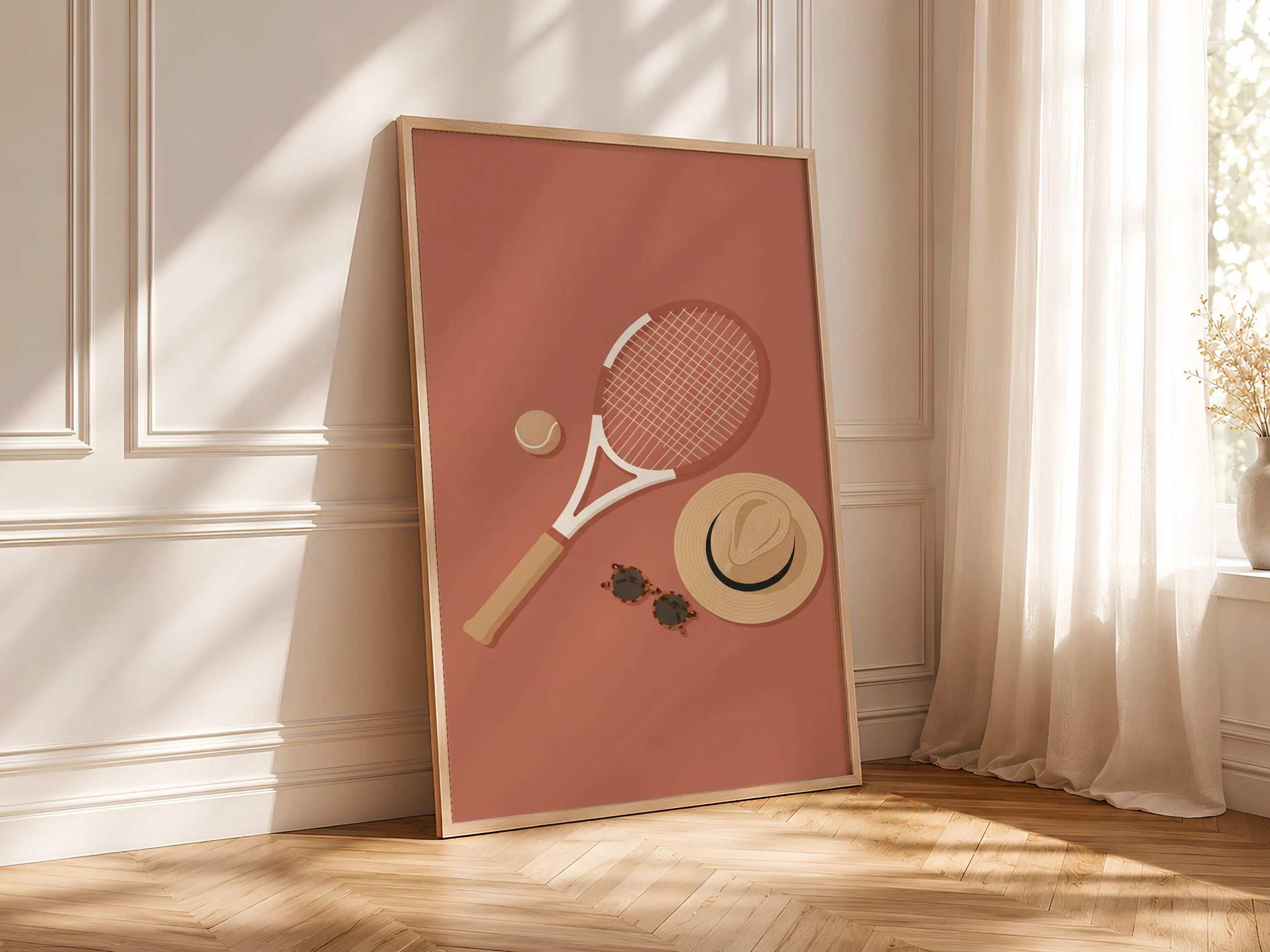 Tennis Club Print, Preppy Japandi Poster, Clay Red Wall Art, Tennis Gift, Housewarming Gift – Calm Wall Art by Artsify thumbnail 4