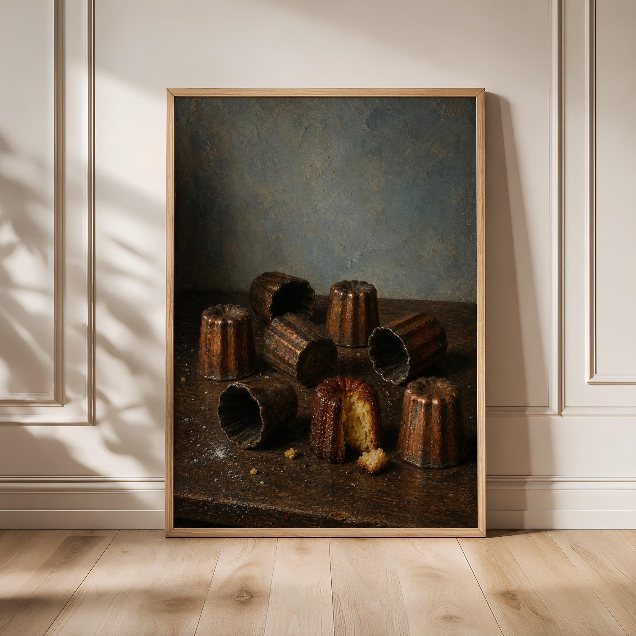 Canele Mold Painting Print, Vintage French Bakery Wall Art, Copper Kitchen Poster, Rustic Pastry Decor, Housewarming Gift – Calm Wall Art by Artsify