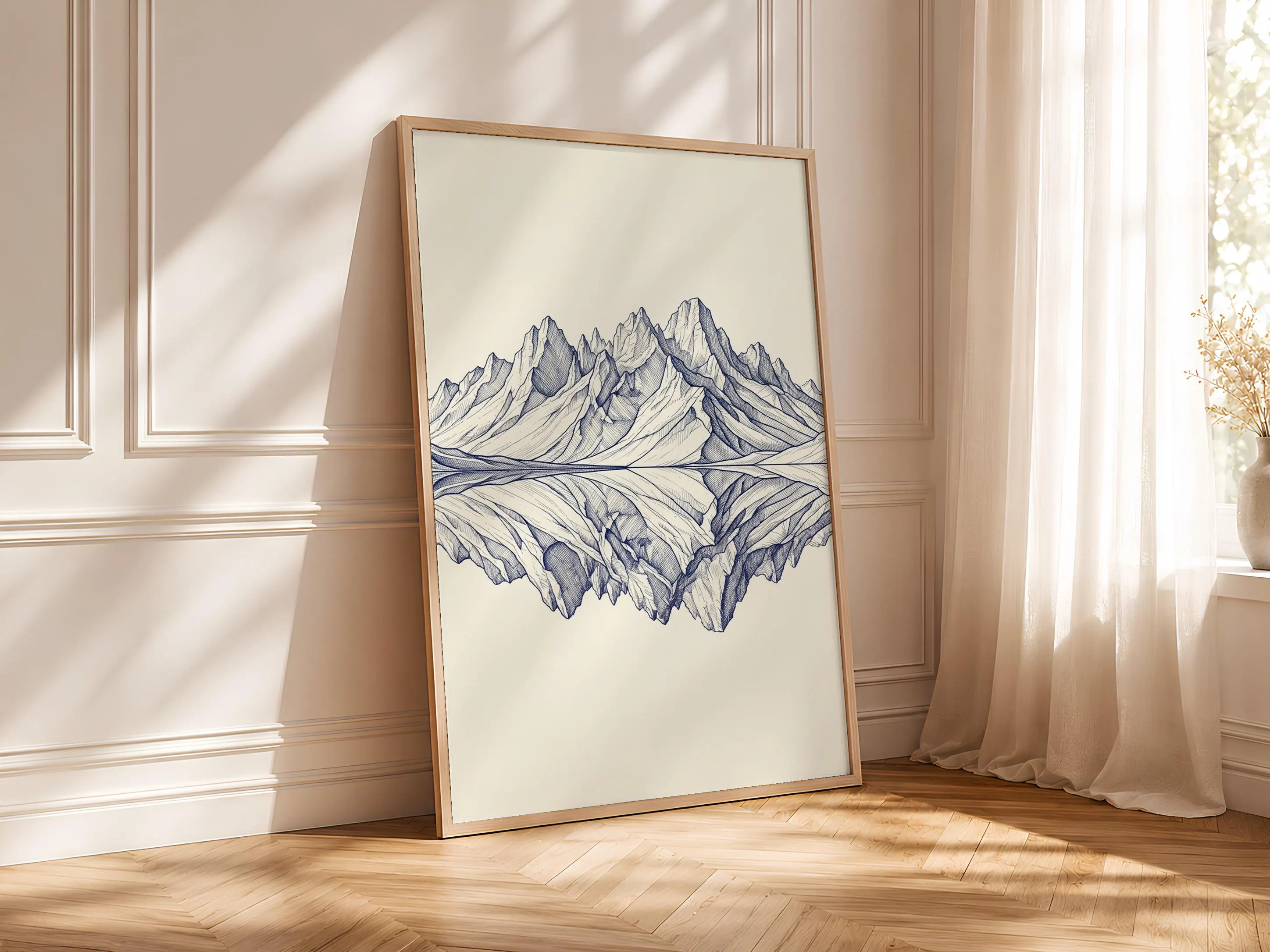 Mountain Lake Line Art Print, Reflection Ink Sketch, Alpine Poster, Office Decor, Housewarming Gift – Calm Wall Art by Artsify thumbnail 4