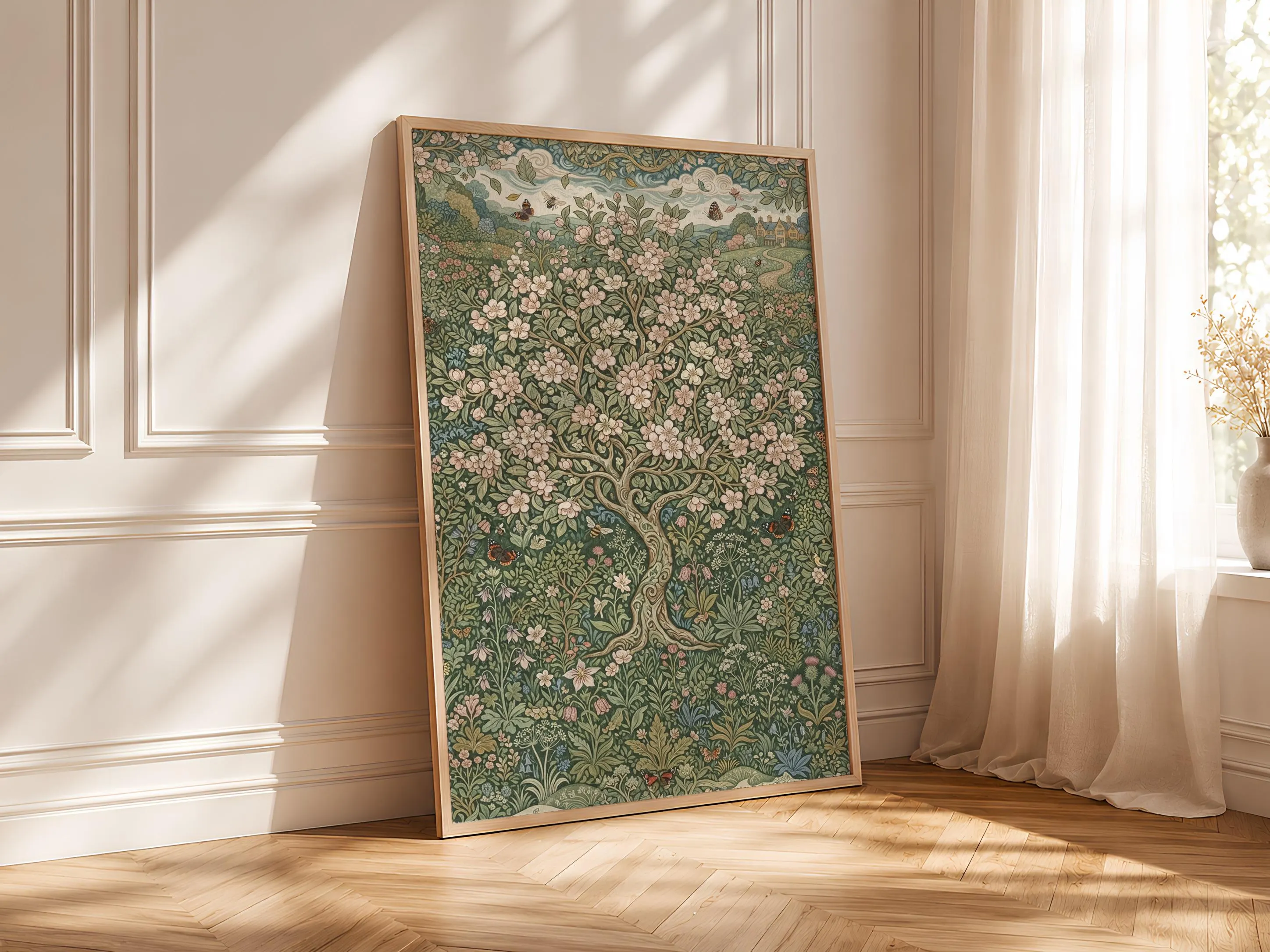 William Morris Apple Blossom Print, Arts and Crafts Orchard Tapestry, Botanical Wall Art, Bedroom Decor, Housewarming Gift – Calm Wall Art by Artsify thumbnail 4