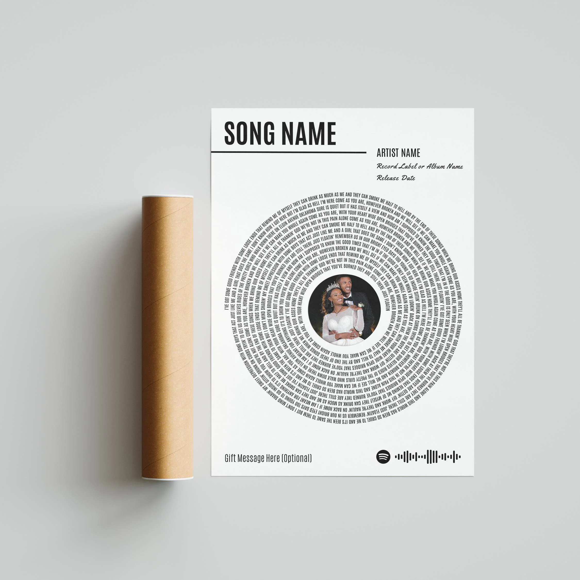 Custom Vinyl Lyrics Print, Personalised Music Poster, Customizable Music Gift, Anniversary Gift, Wedding Song Dance, Valentine's Gift – Calm Wall Art by Artsify thumbnail 4
