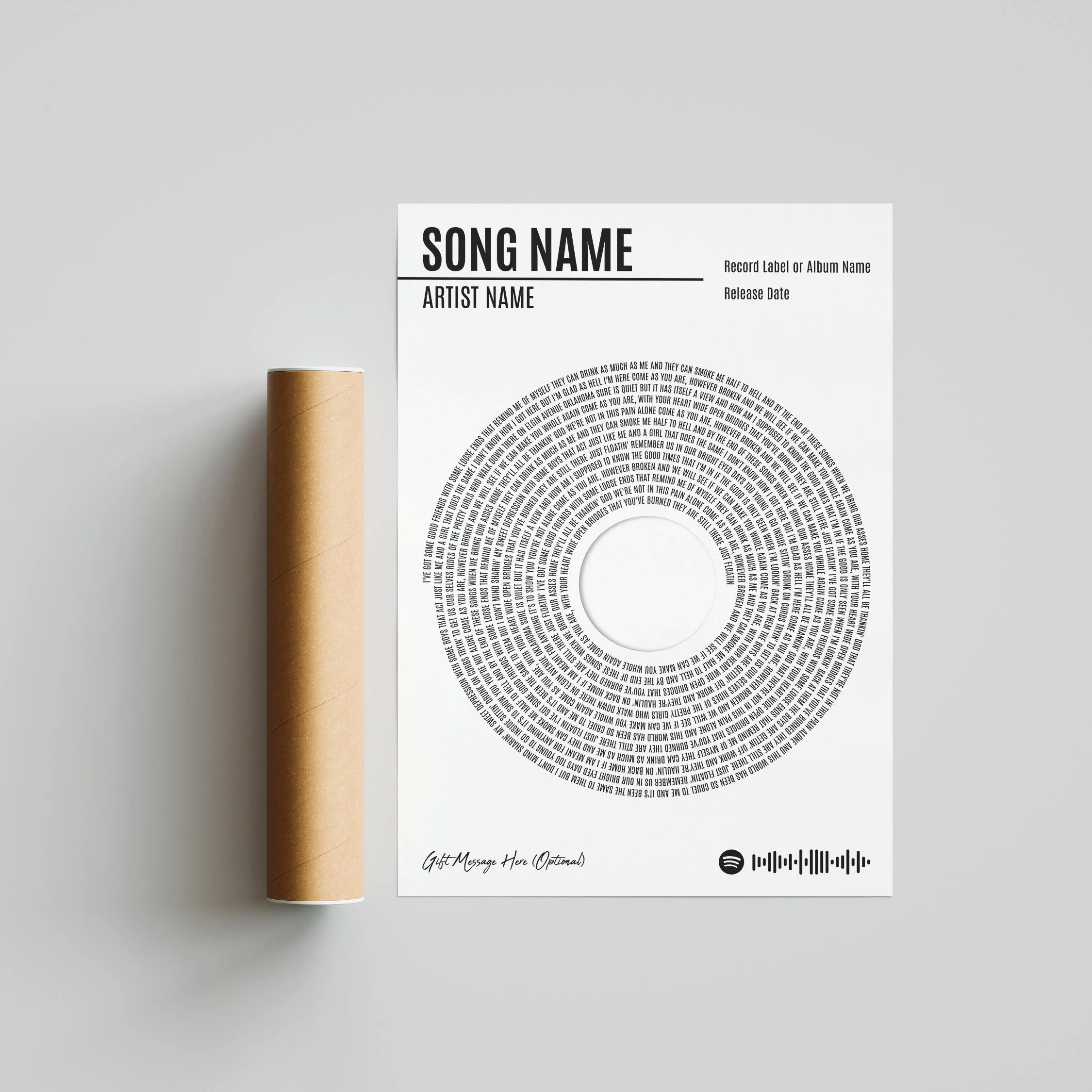 Custom Vinyl Lyrics Print, Personalised Music Poster, Customizable Music Gift, Anniversary Gift, Wedding Song Dance, Valentine's Gift – Calm Wall Art by Artsify thumbnail 5