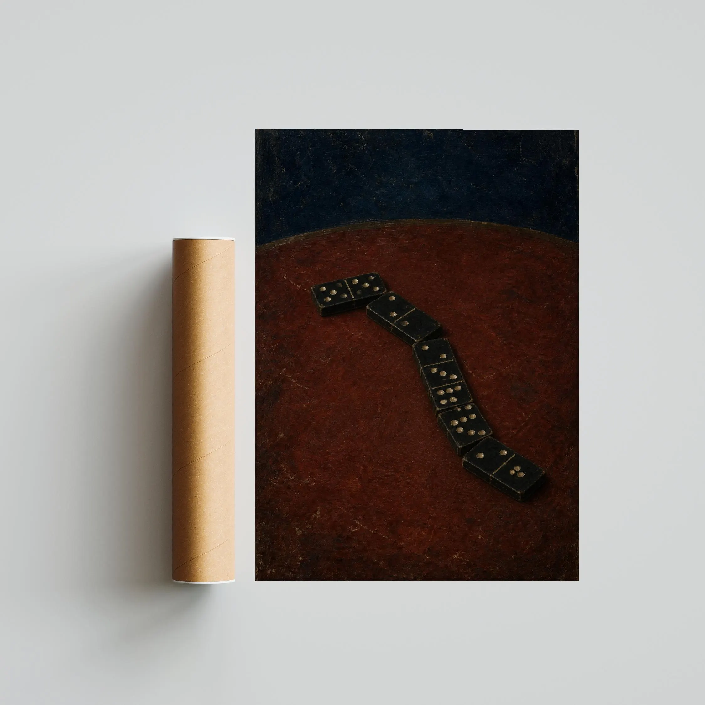 Domino Wall Art, Minimalist Still Life Painting, Deep Red and Navy Game Room Print – Calm Wall Art by Artsify thumbnail 5