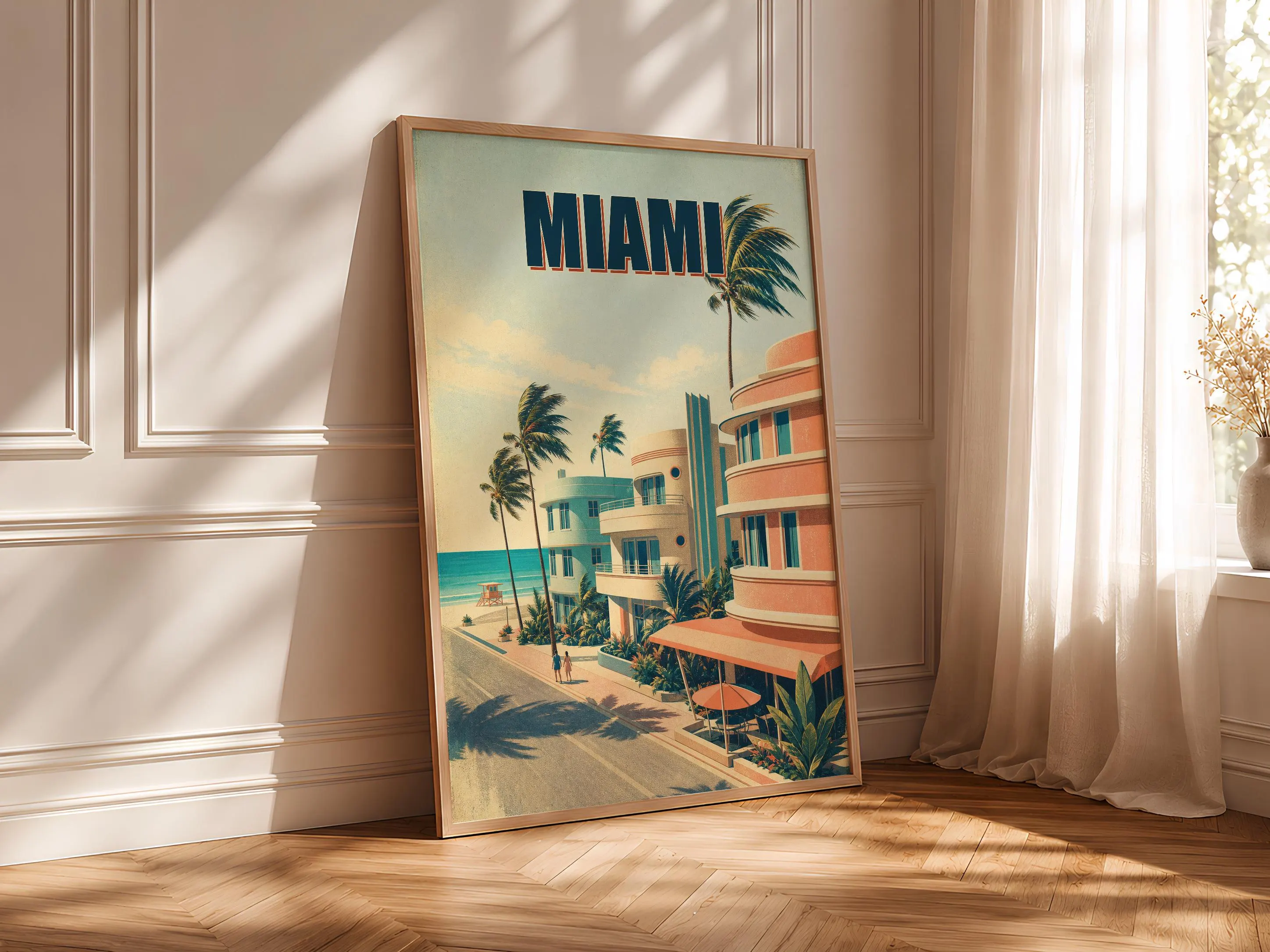 Miami Travel Poster Print, Vintage Skyline Wall Art, Bold Typography Poster, City Name Wall Decor, Housewarming Gift – Calm Wall Art by Artsify thumbnail 4