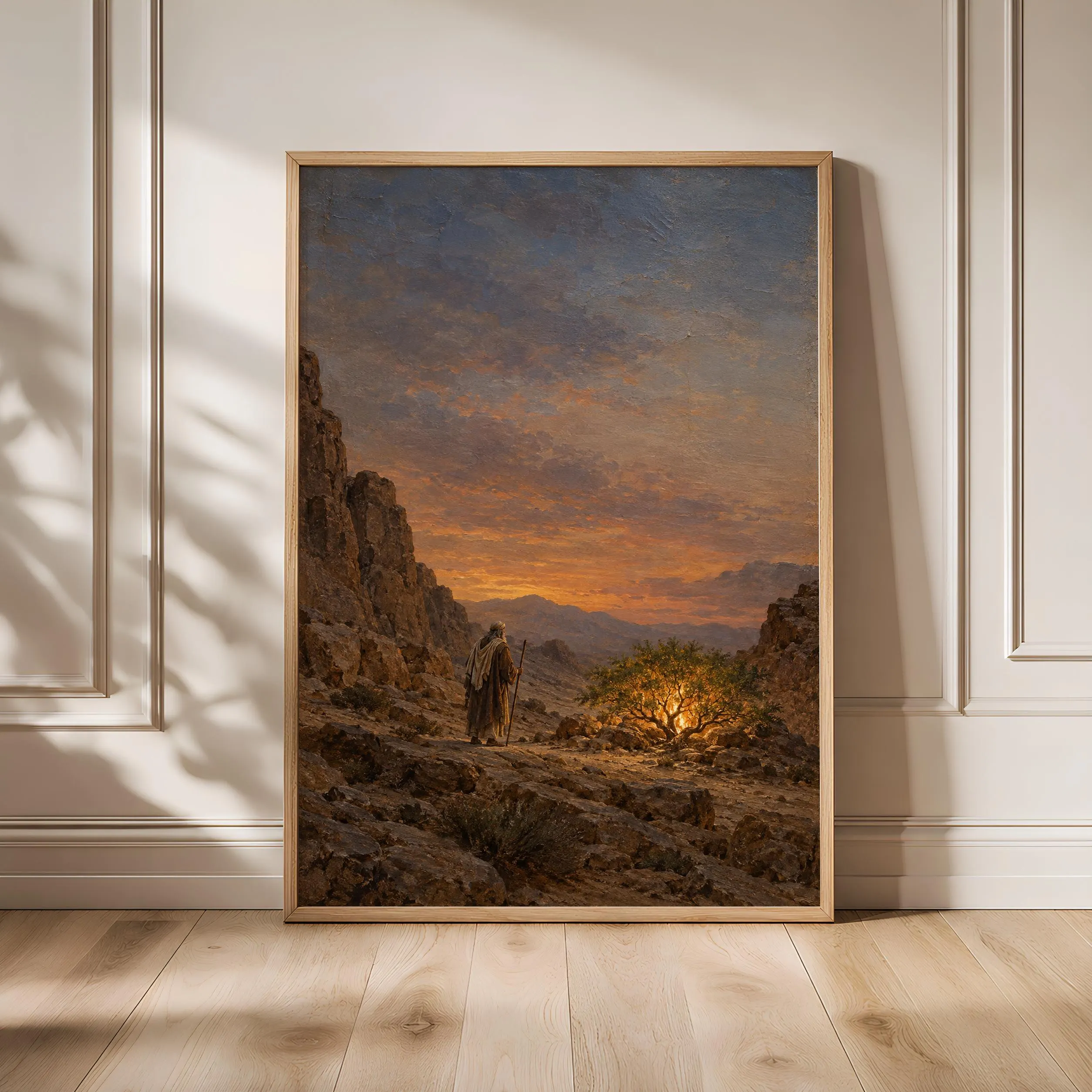 Moses Burning Bush Wall Art, Vintage Exodus Oil Painting – Calm Wall Art by Artsify