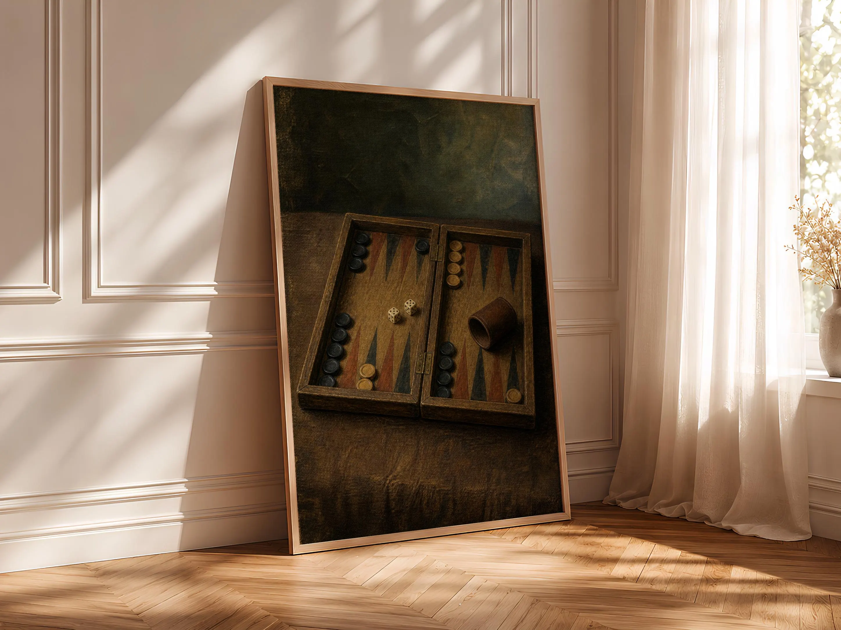 Backgammon Wall Art, Old World Tavern Still Life, Warm Wood Game Room Print – Calm Wall Art by Artsify thumbnail 4
