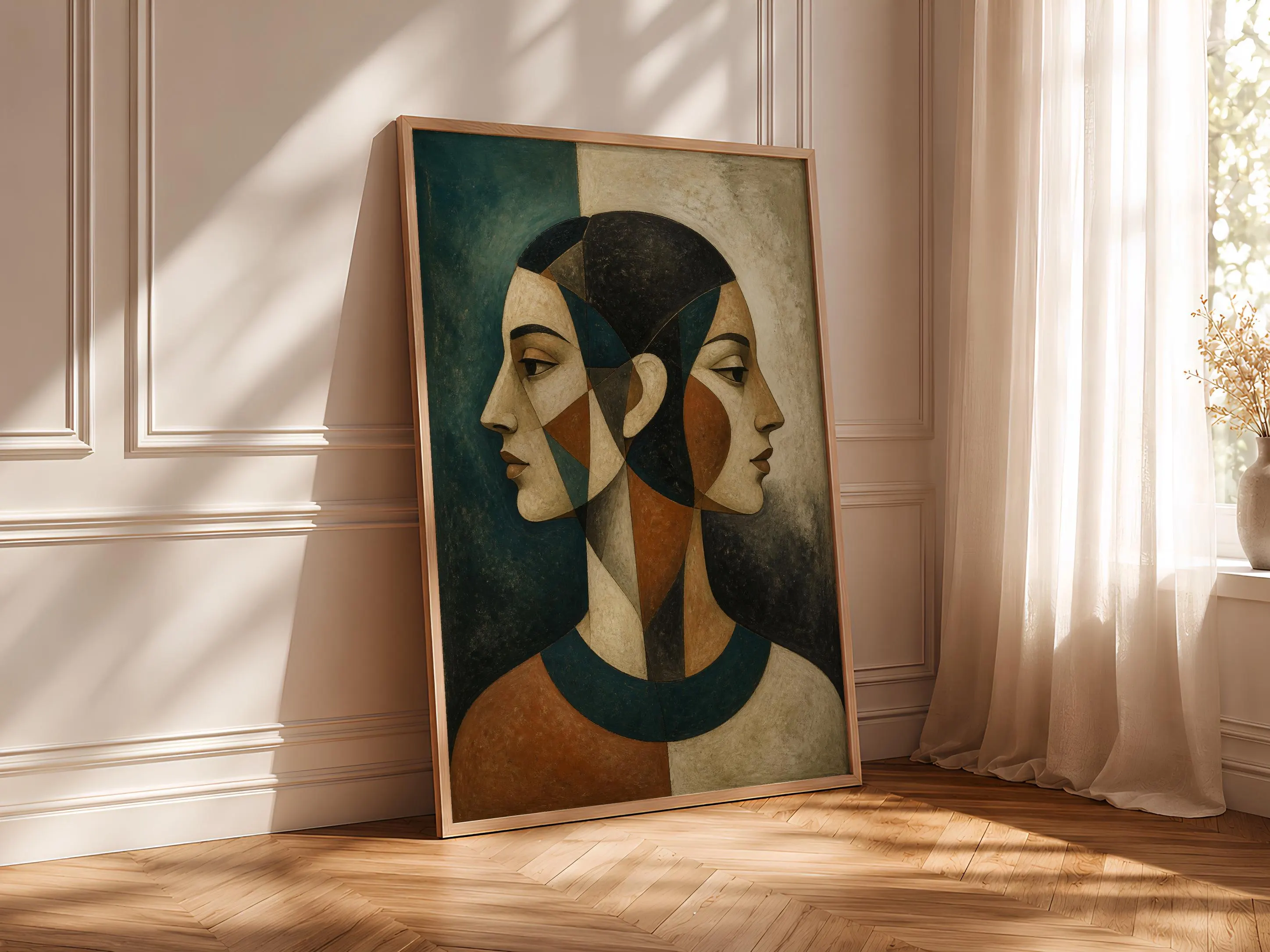 Dual View Portrait Print, Modernist Wall Art, Sienna Teal Poster, Housewarming Gift – Calm Wall Art by Artsify thumbnail 4
