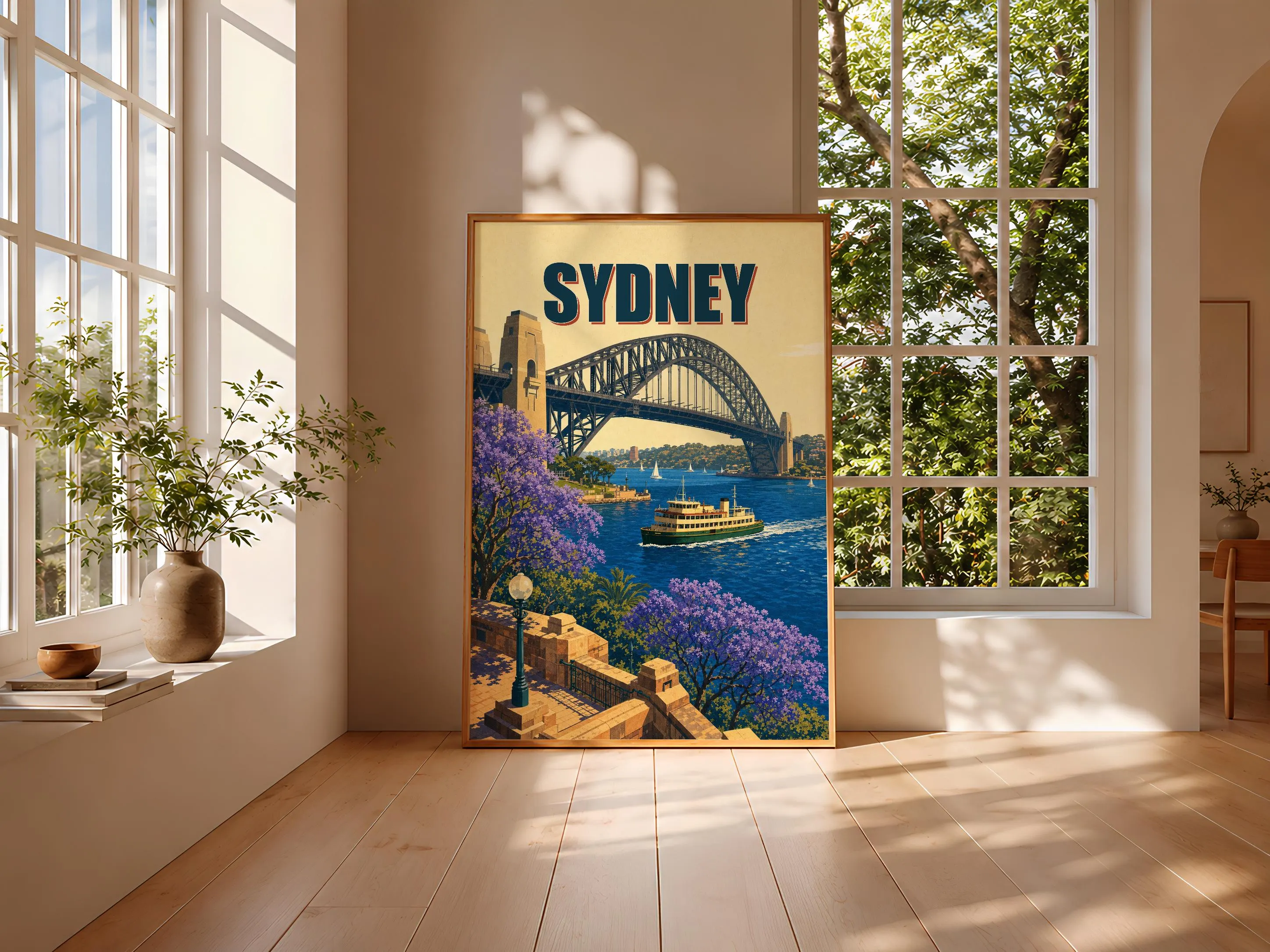 Sydney Travel Poster Print, Vintage Skyline Wall Art, Bold Typography Poster, City Name Wall Decor, Housewarming Gift – Calm Wall Art by Artsify thumbnail 3