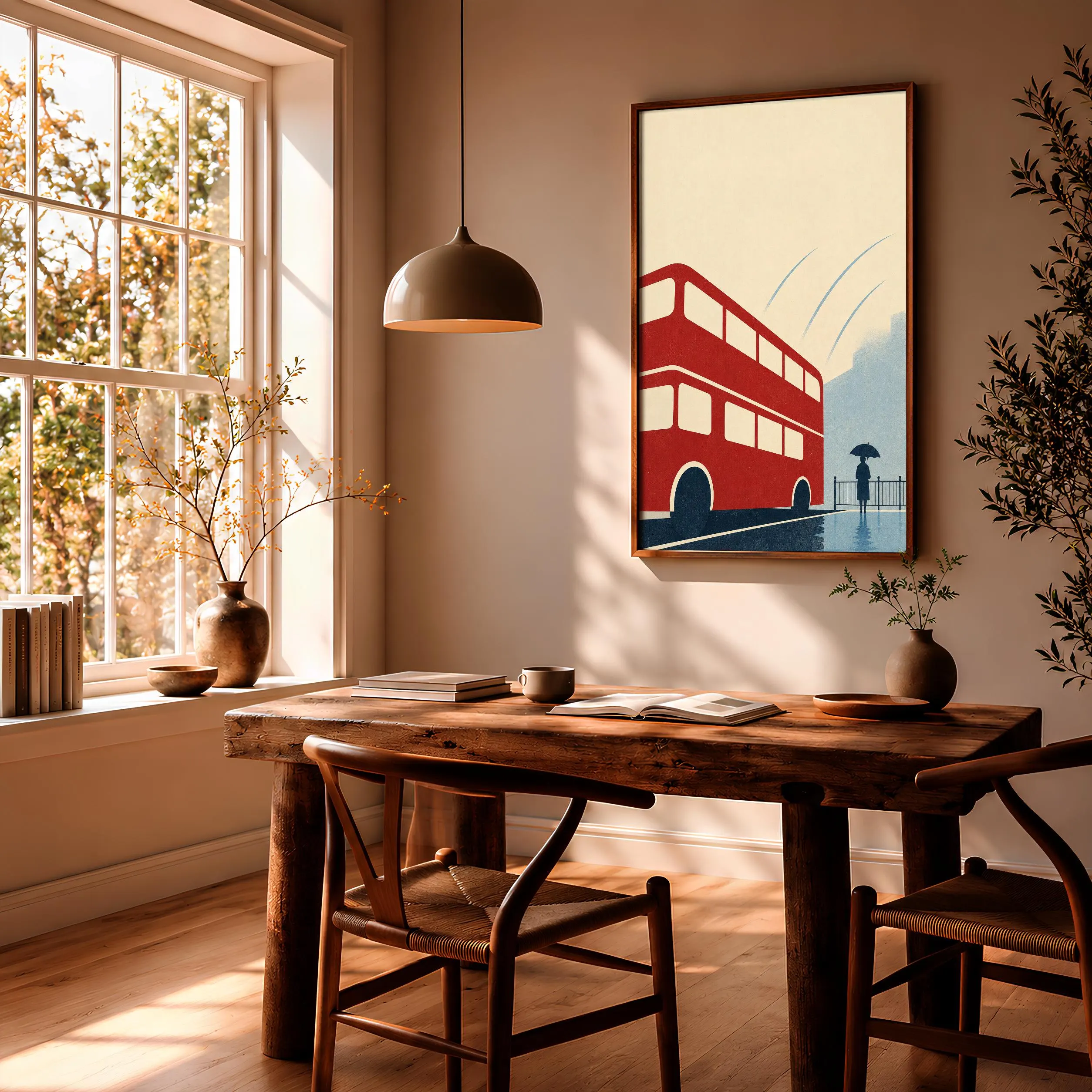 London Bus Poster Print, Minimalist Travel Wall Art, Vintage City Poster, British Wall Decor, Housewarming Gift – Calm Wall Art by Artsify thumbnail 2