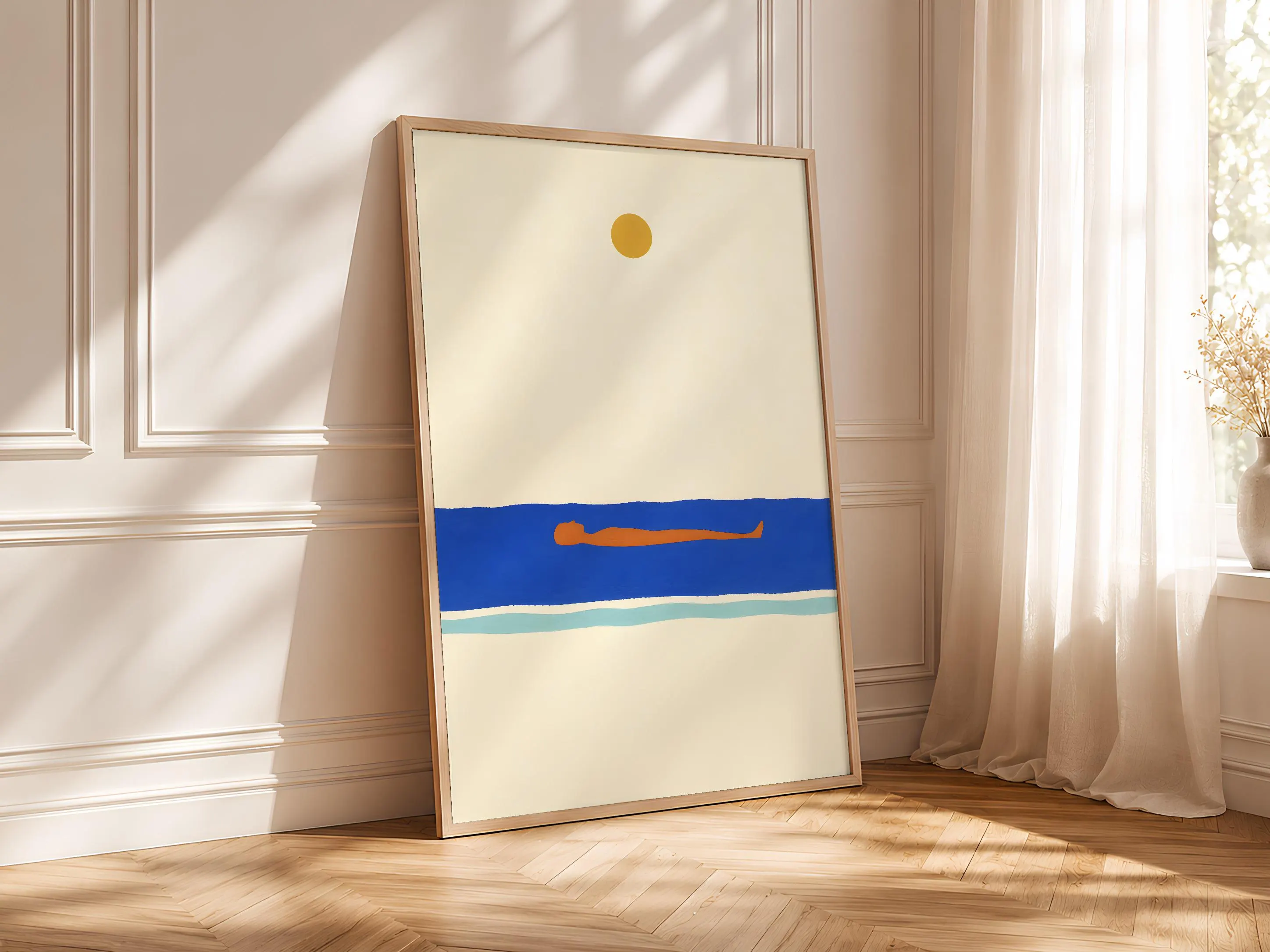 Minimalist Swimmer Print, Coastal Abstract Wall Art, Modern Beach Poster, Serene Ocean Decor, Housewarming Gift – Calm Wall Art by Artsify thumbnail 4
