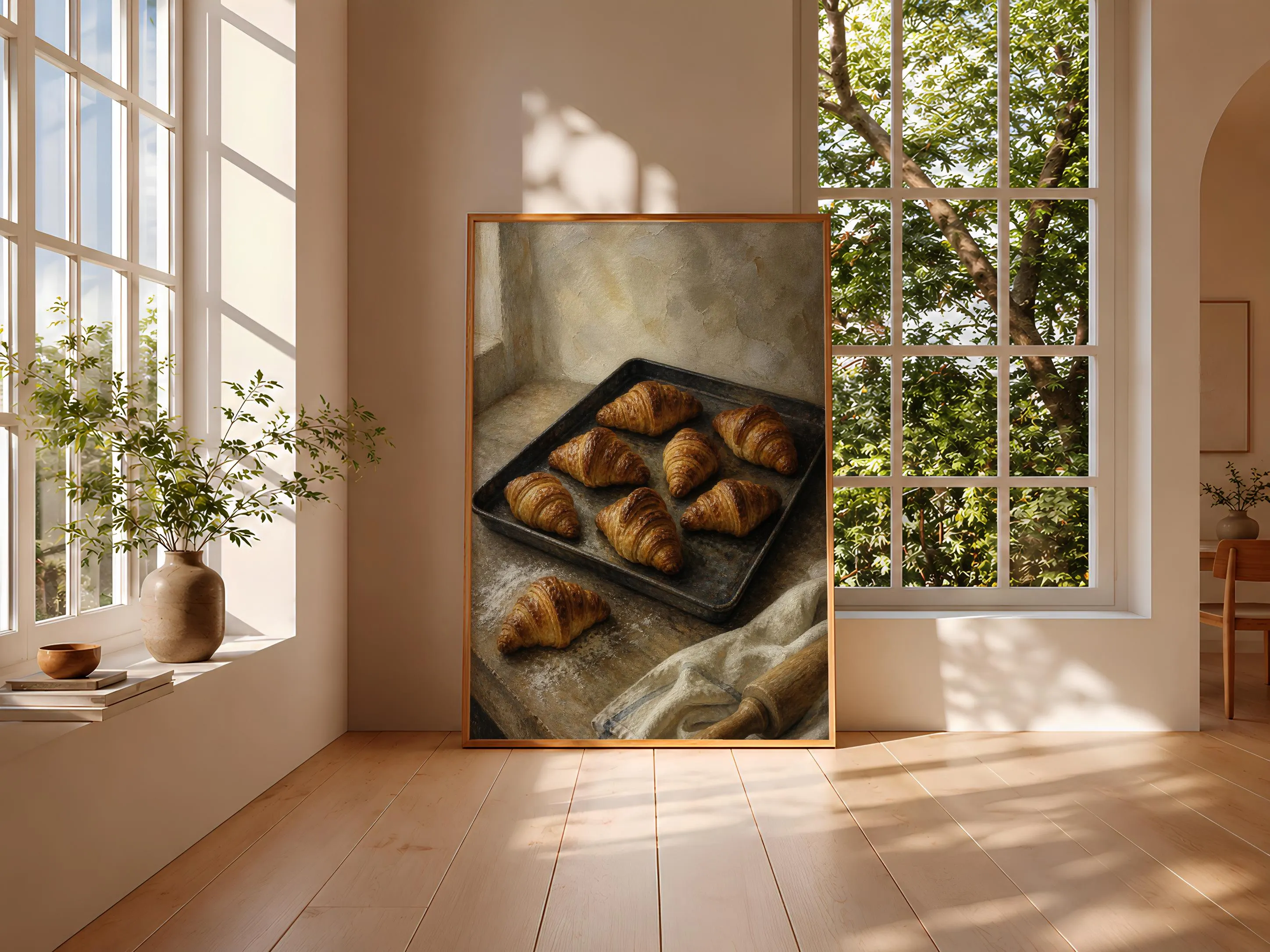 Croissant Painting Print, Retro French Bakery Wall Art, Morning Pastry Poster, Rustic Kitchen Decor, Housewarming Gift – Calm Wall Art by Artsify thumbnail 3