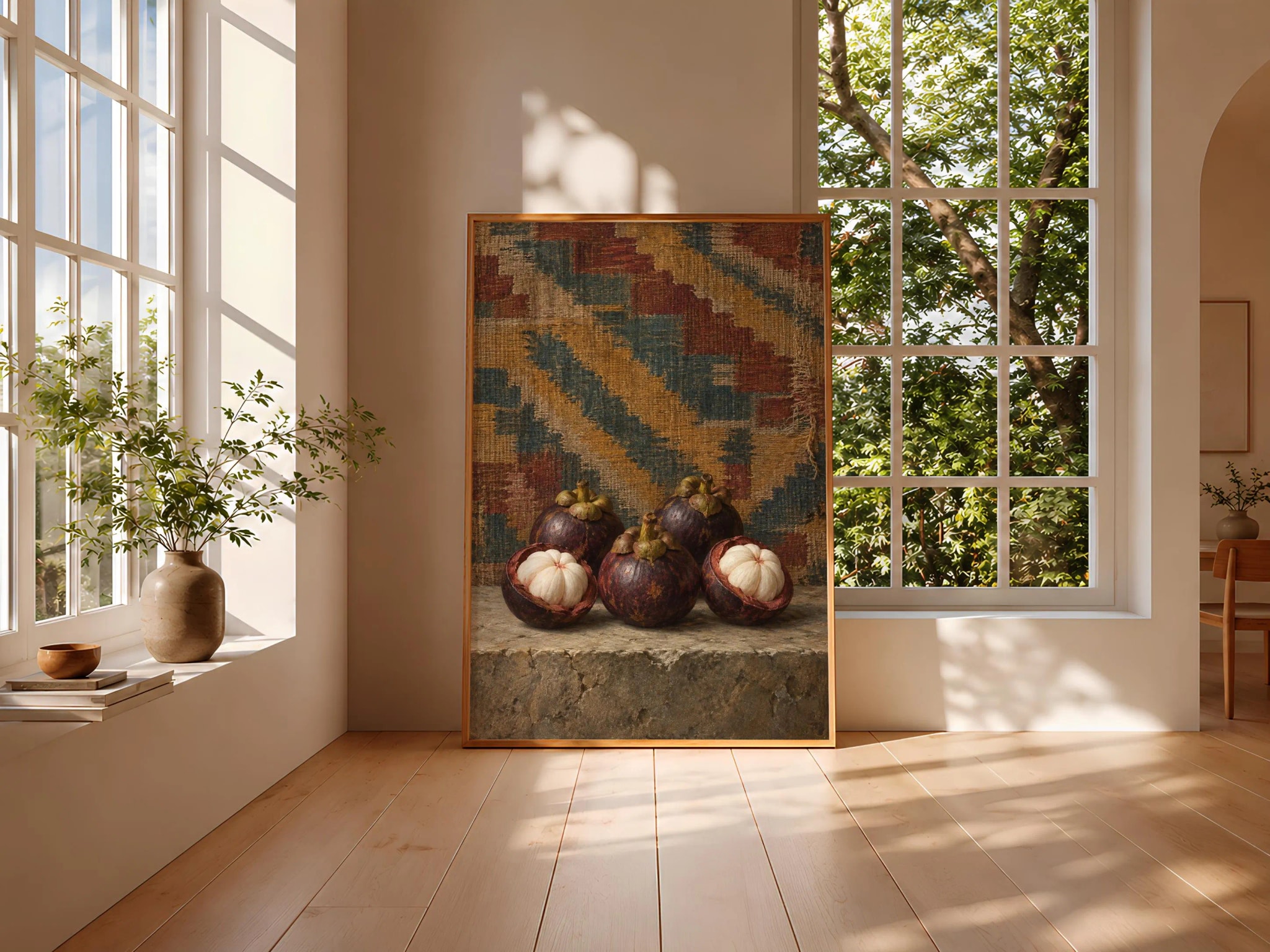 Mangosteen Wall Art, Antique Kilim Tropical Fruit Painting – Calm Wall Art by Artsify thumbnail 3