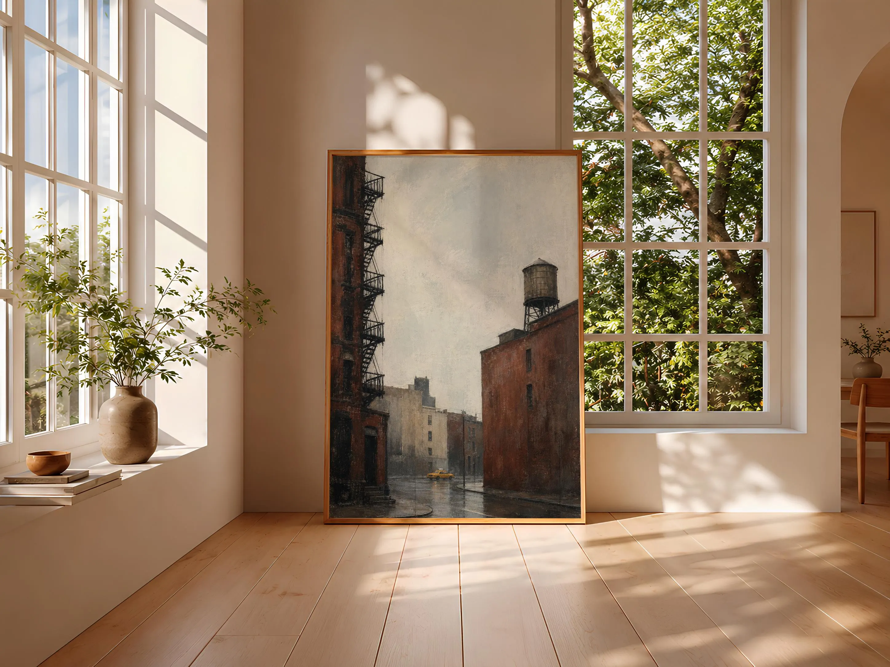 New York Rain Painting Print, Manhattan Cityscape Wall Art, Vintage Taxi Poster, Urban City Decor, Housewarming Gift – Calm Wall Art by Artsify thumbnail 3