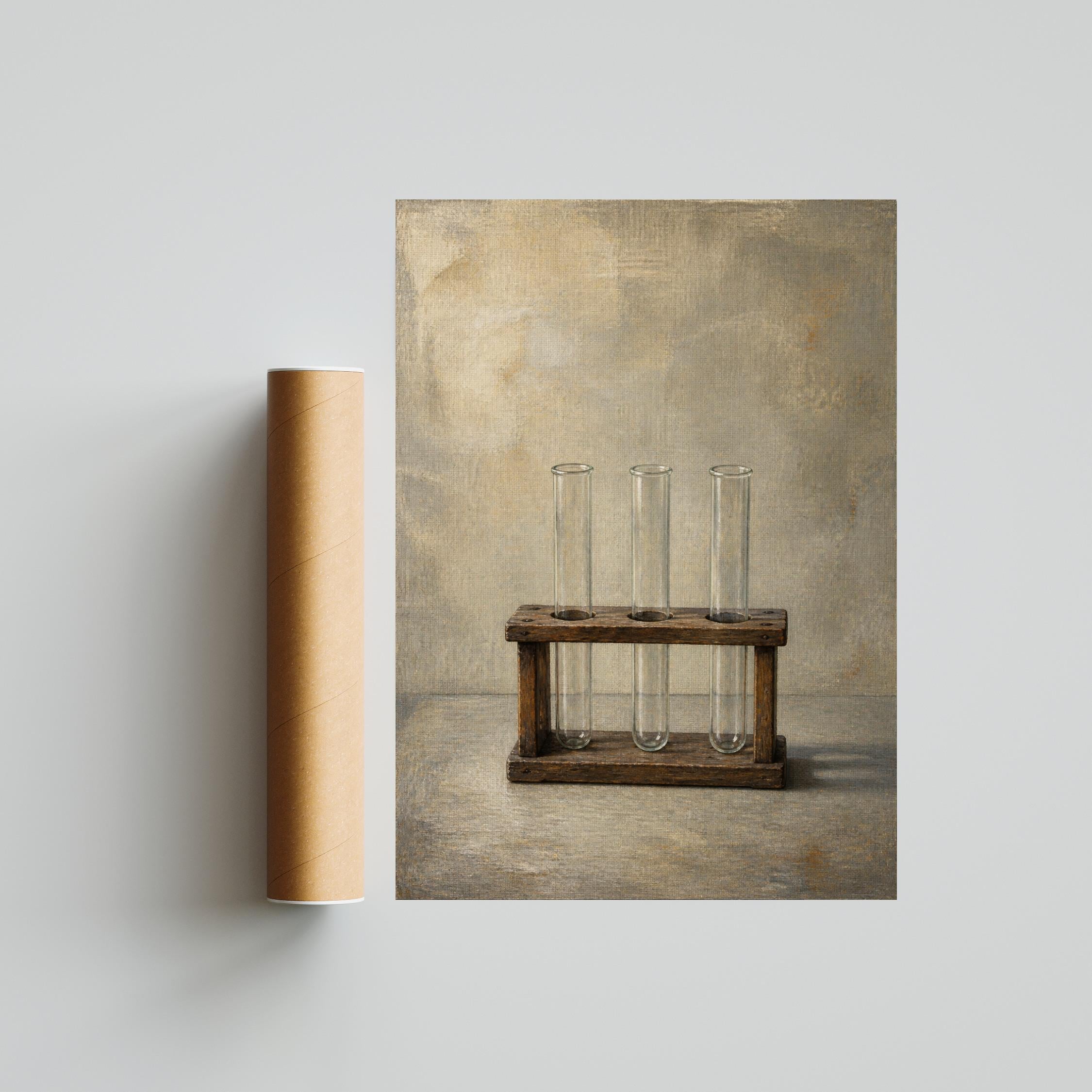 Test Tube Wall Art, Minimal Laboratory Tempera Painting Print – Calm Wall Art by Artsify thumbnail 5