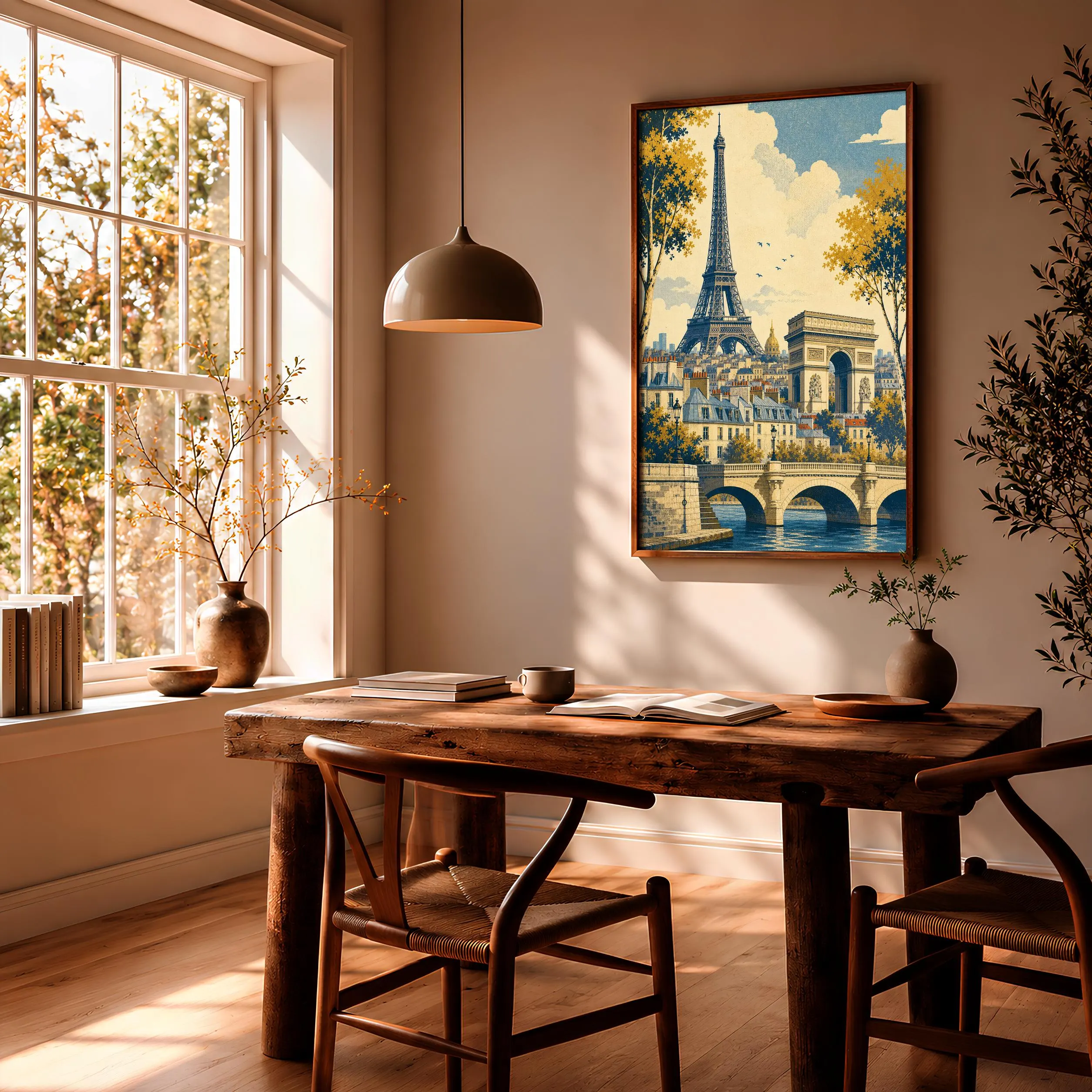 Paris Skyline Painting Print, Eiffel Tower Wall Art, Vintage Cityscape Poster, French Travel Decor, Housewarming Gift – Calm Wall Art by Artsify thumbnail 2