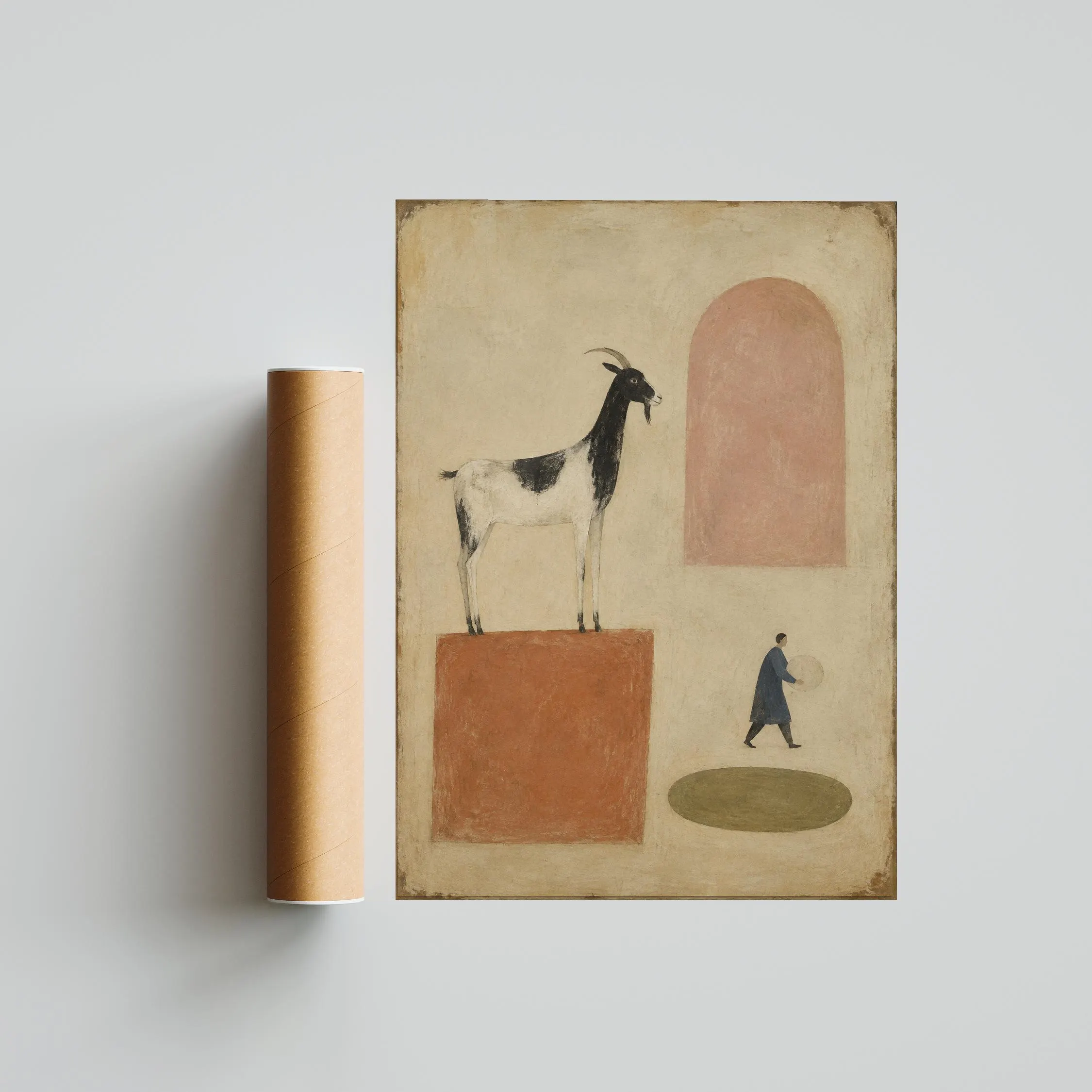 Goat Block Wall Art, Naive Folk Painting – Calm Wall Art by Artsify thumbnail 5