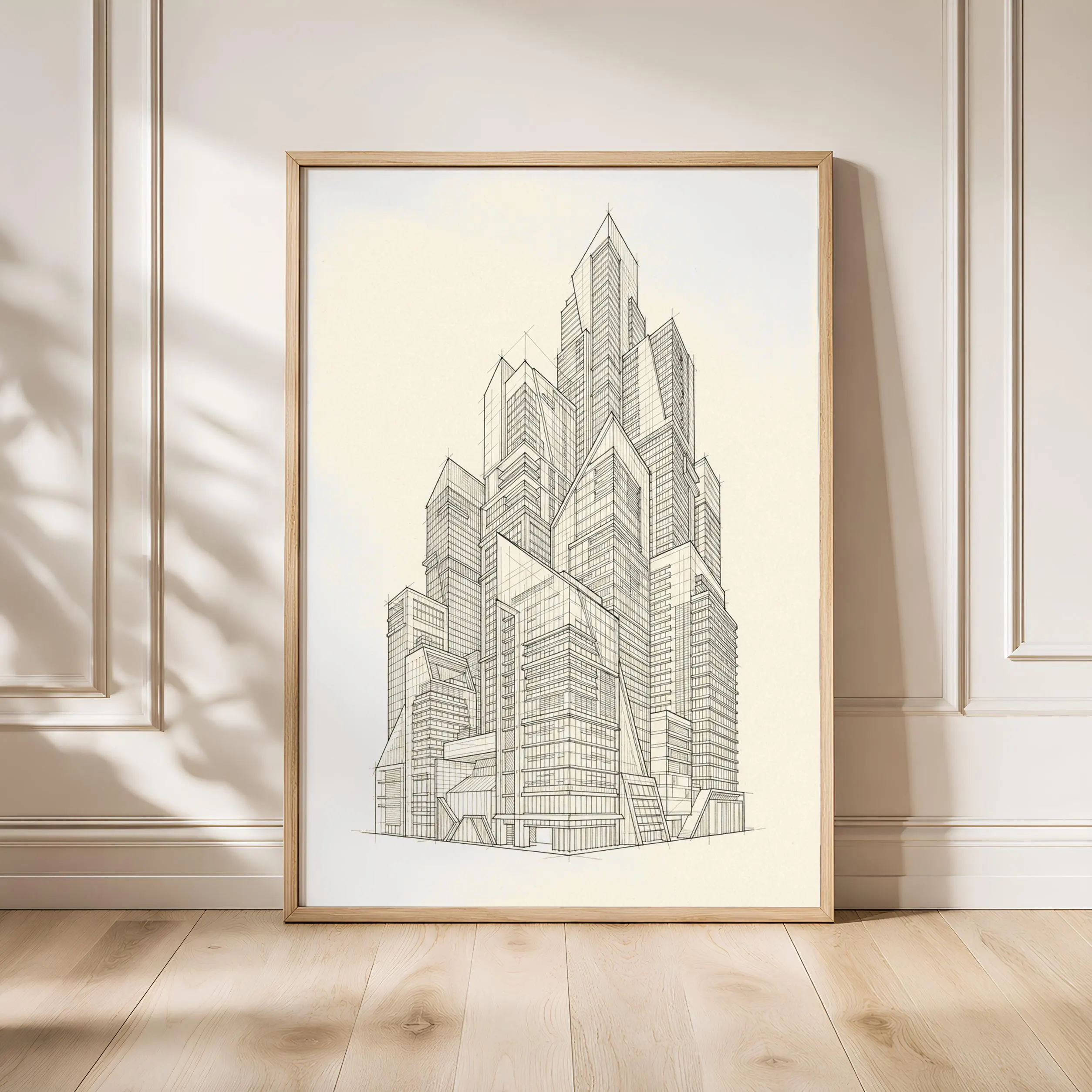Skyscraper Line Art Print, Architectural Ink Sketch, Modern City Poster, Office Decor, Housewarming Gift – Calm Wall Art by Artsify
