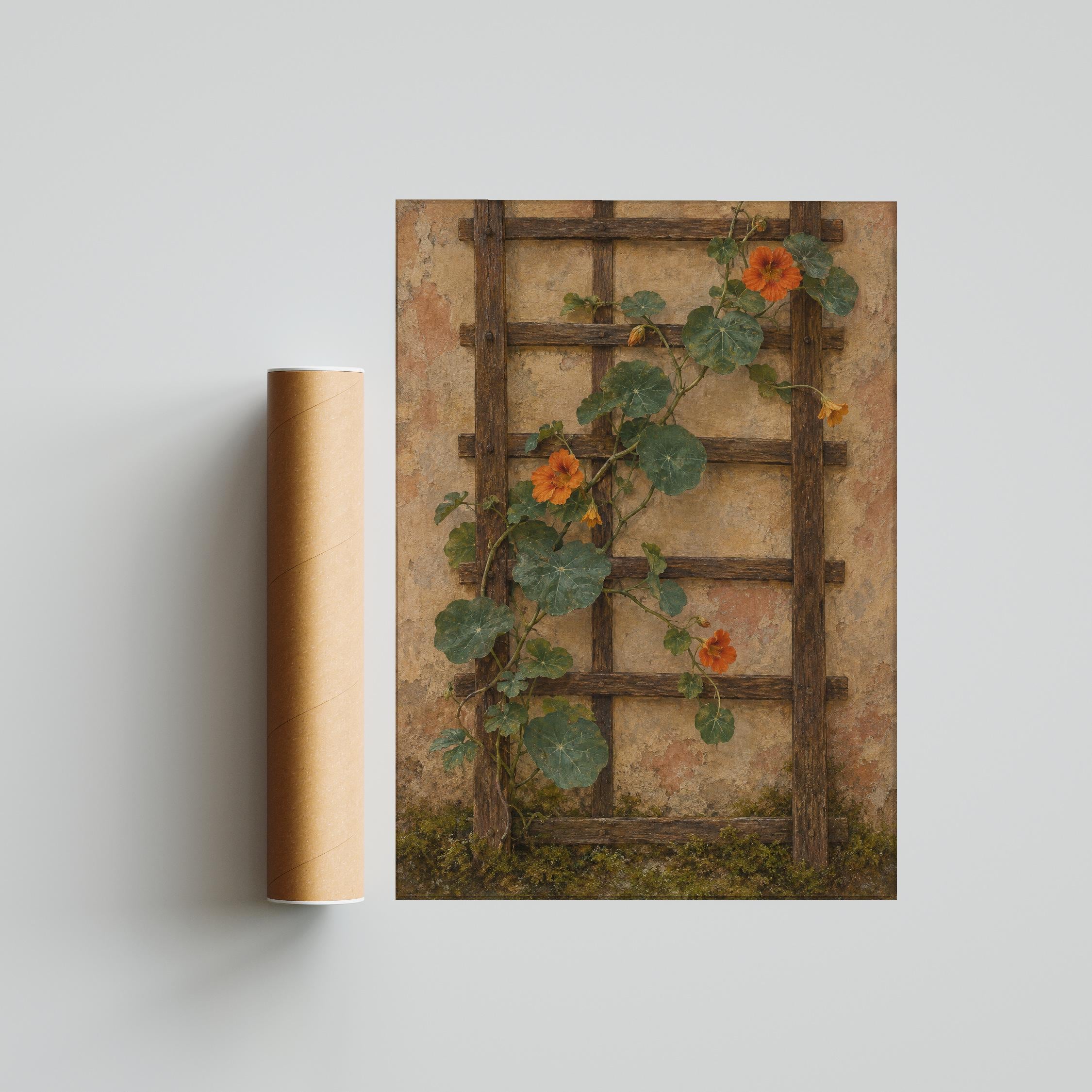Nasturtium Wall Art, Moody Arts and Crafts Botanical Painting, Cottage Garden Decor – Calm Wall Art by Artsify thumbnail 5