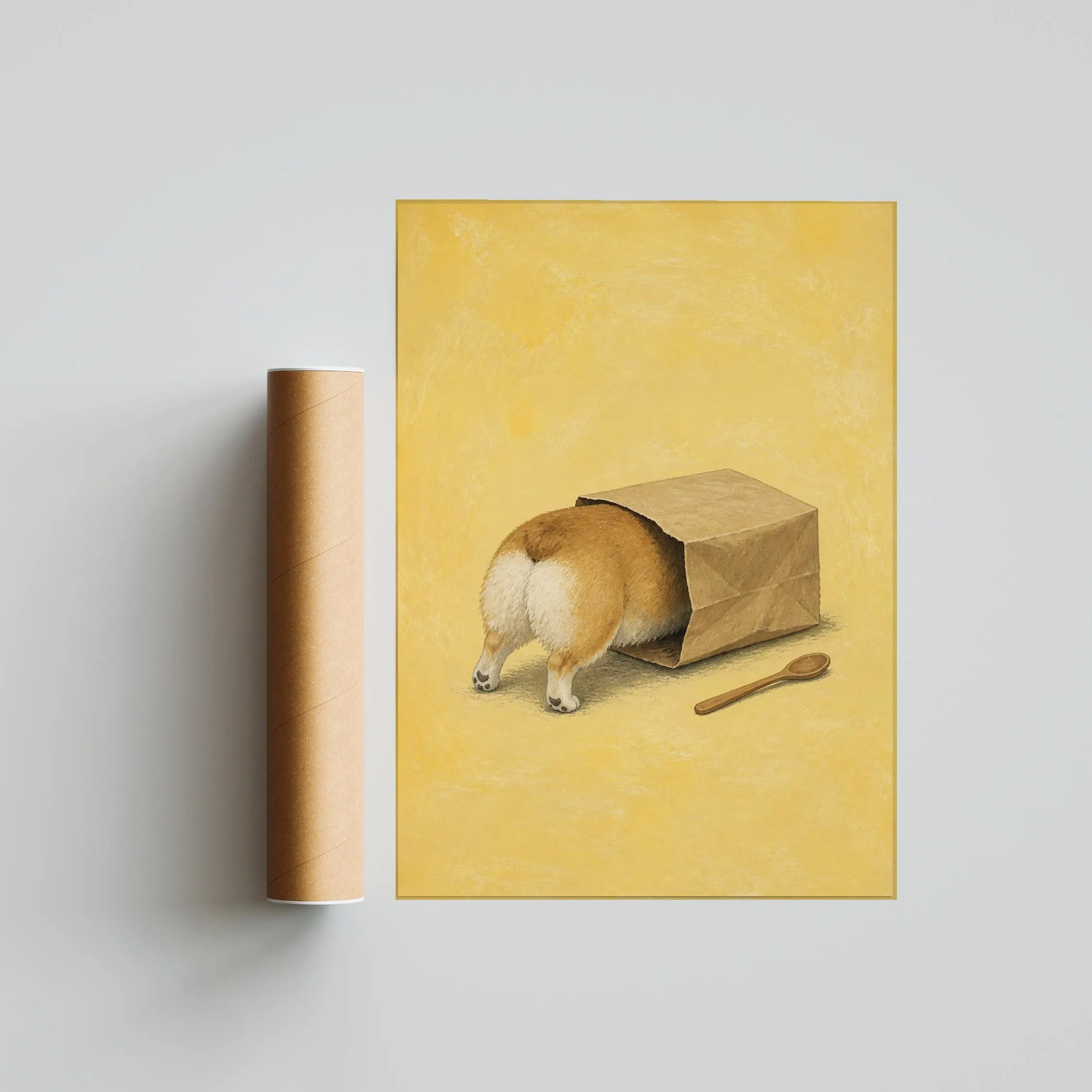 Funny Corgi Kitchen Art, Dog in Grocery Bag, Minimalist Pet Print – Calm Wall Art by Artsify thumbnail 5