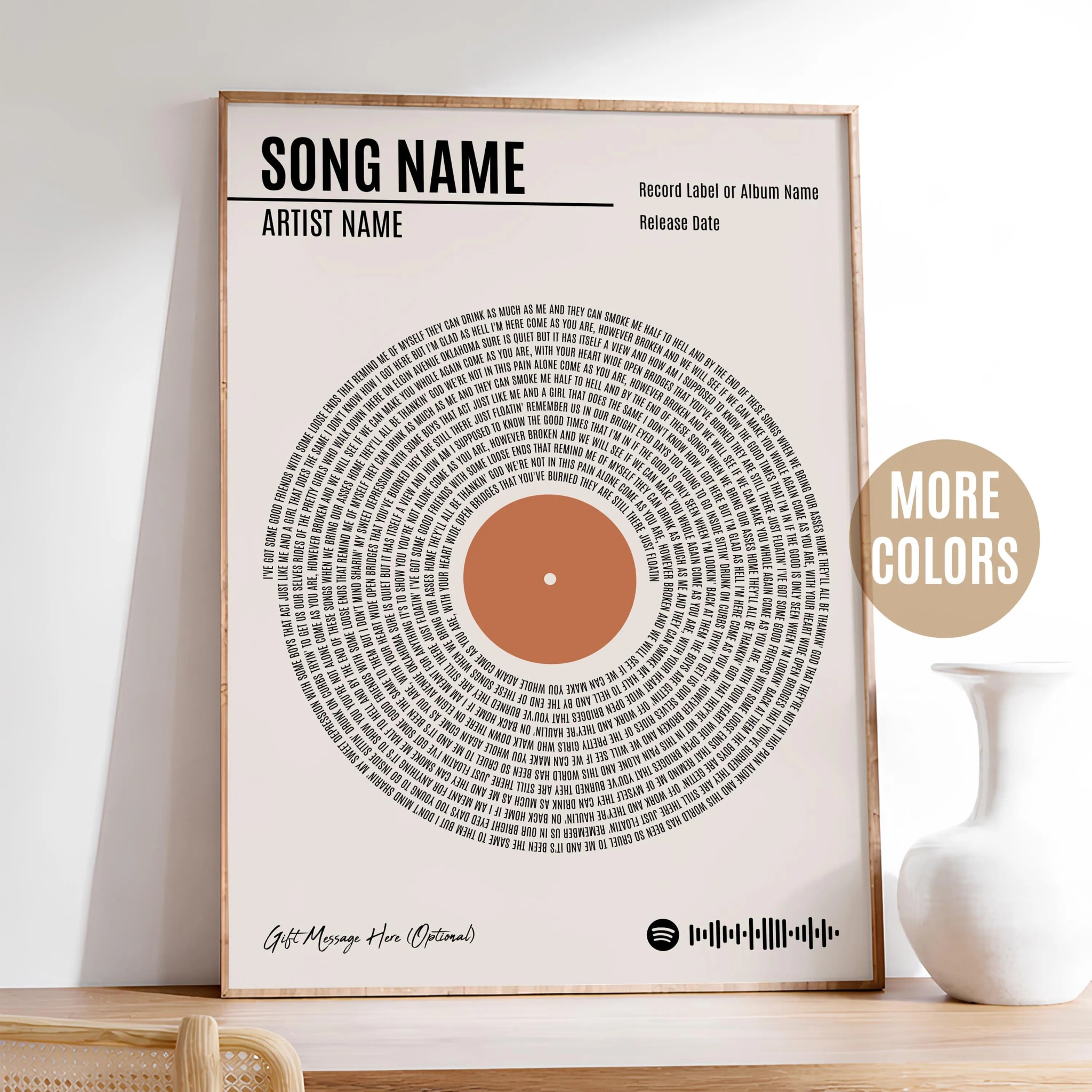 Custom Vinyl Lyrics Print, Personalised Music Poster, Customizable Music Gift, Anniversary Gift, Wedding Song Dance, Valentine's Gift – Calm Wall Art by Artsify