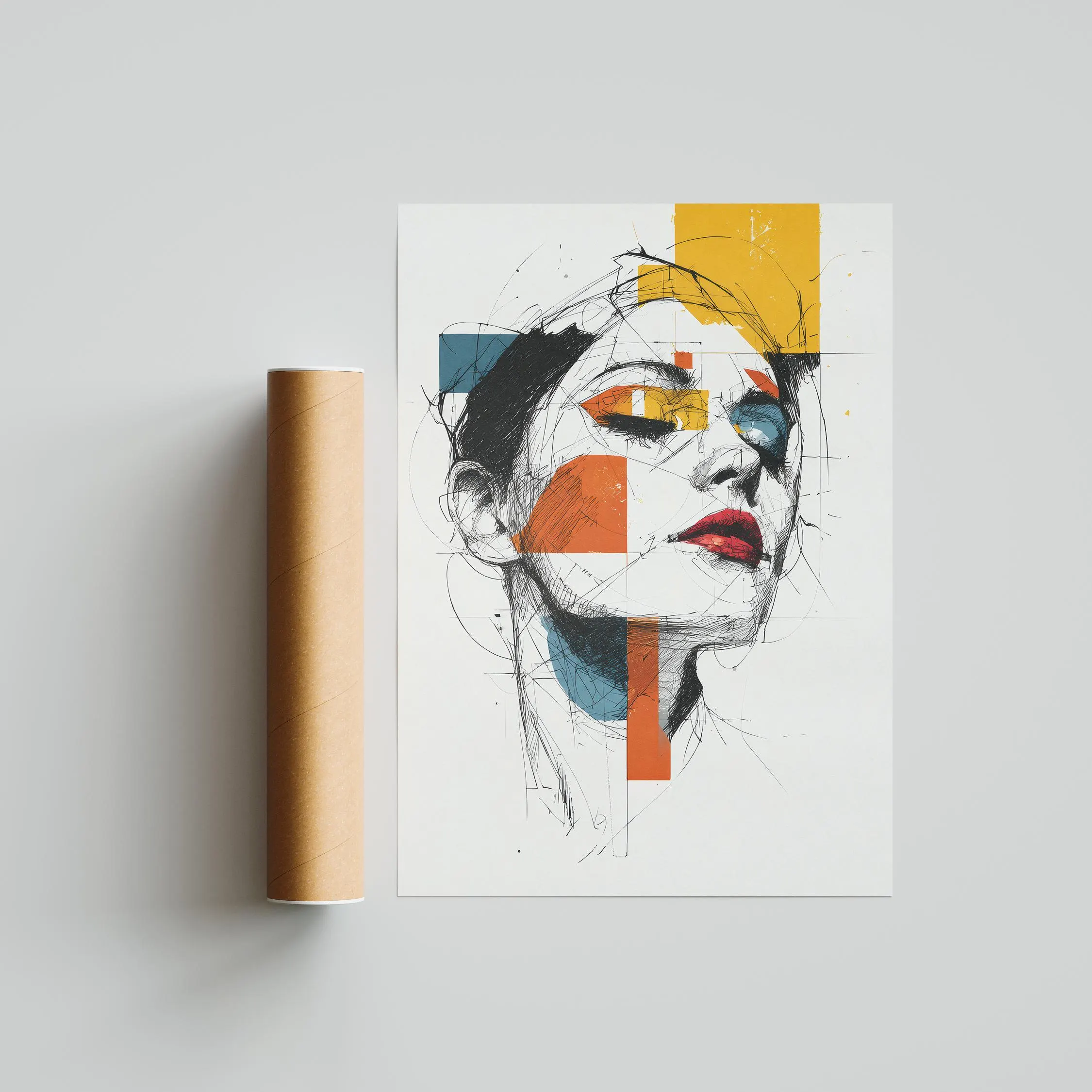 Abstract Face Art Print, Modern Geometric Portrait, Minimalist Decor – Calm Wall Art by Artsify thumbnail 2