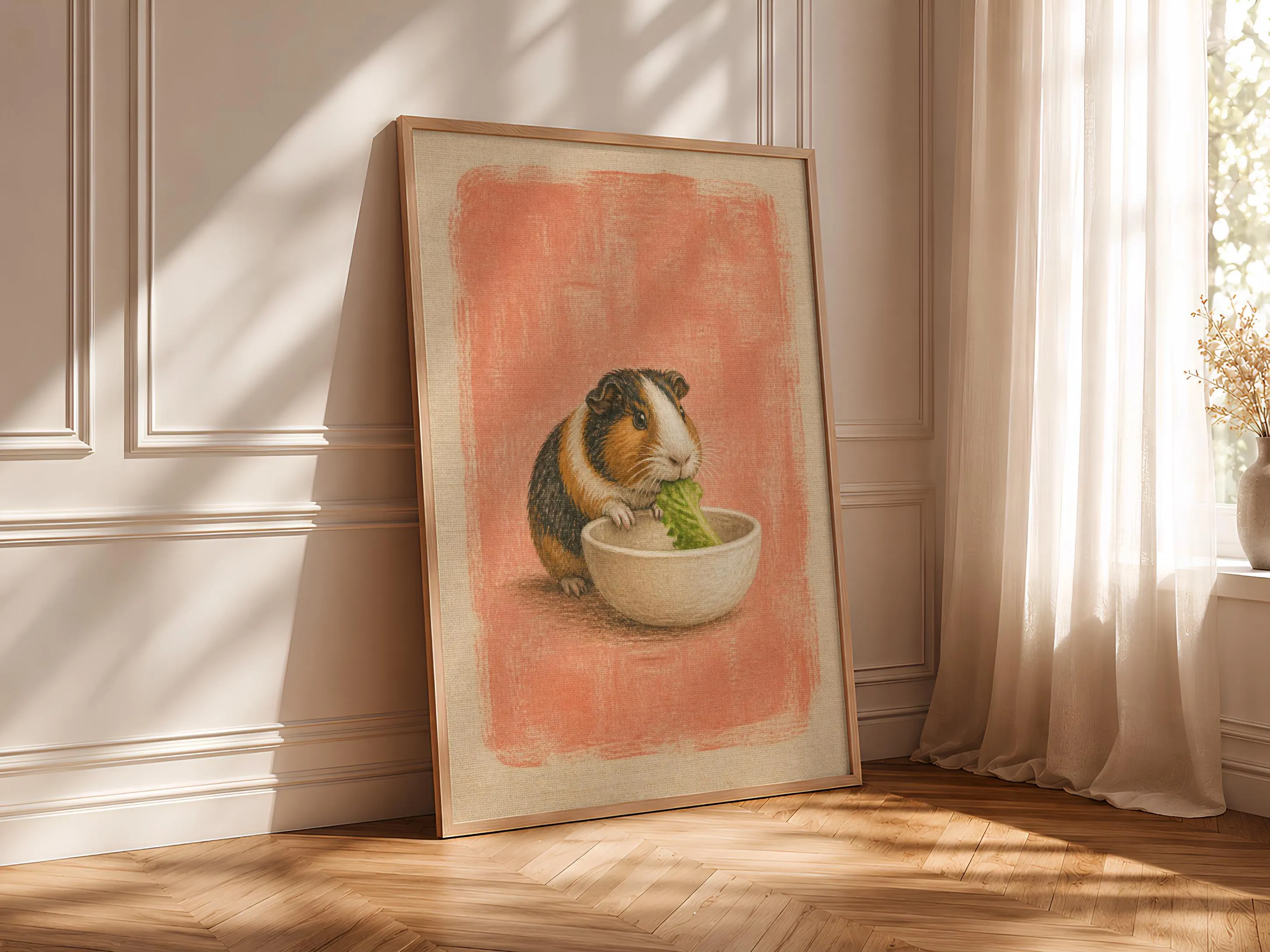 Funny Guinea Pig Kitchen Art, Salad Bowl Pet, Minimalist Cavy Print – Calm Wall Art by Artsify thumbnail 4