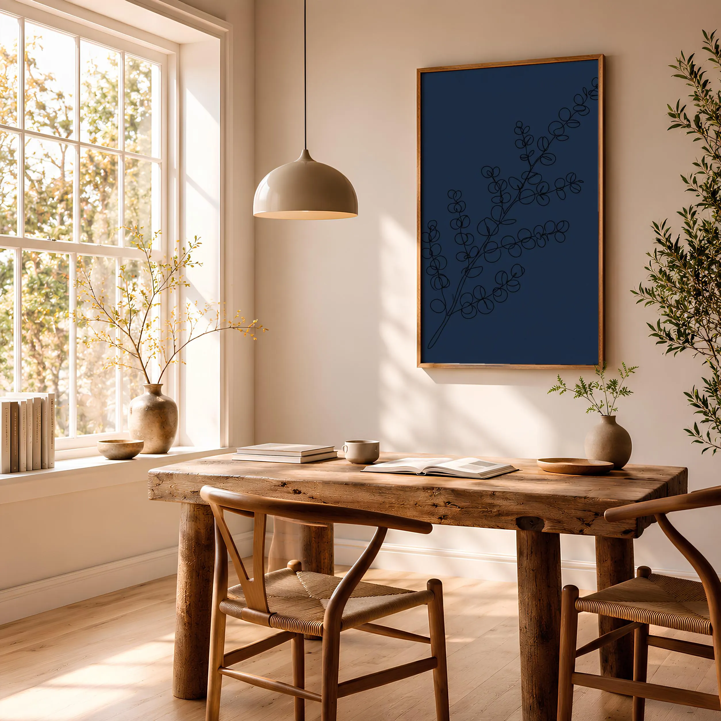 Line Art Eucalyptus Print, Minimalist One Line Botanical Poster, Navy Wall Art, Modern Art Gift – Calm Wall Art by Artsify thumbnail 2
