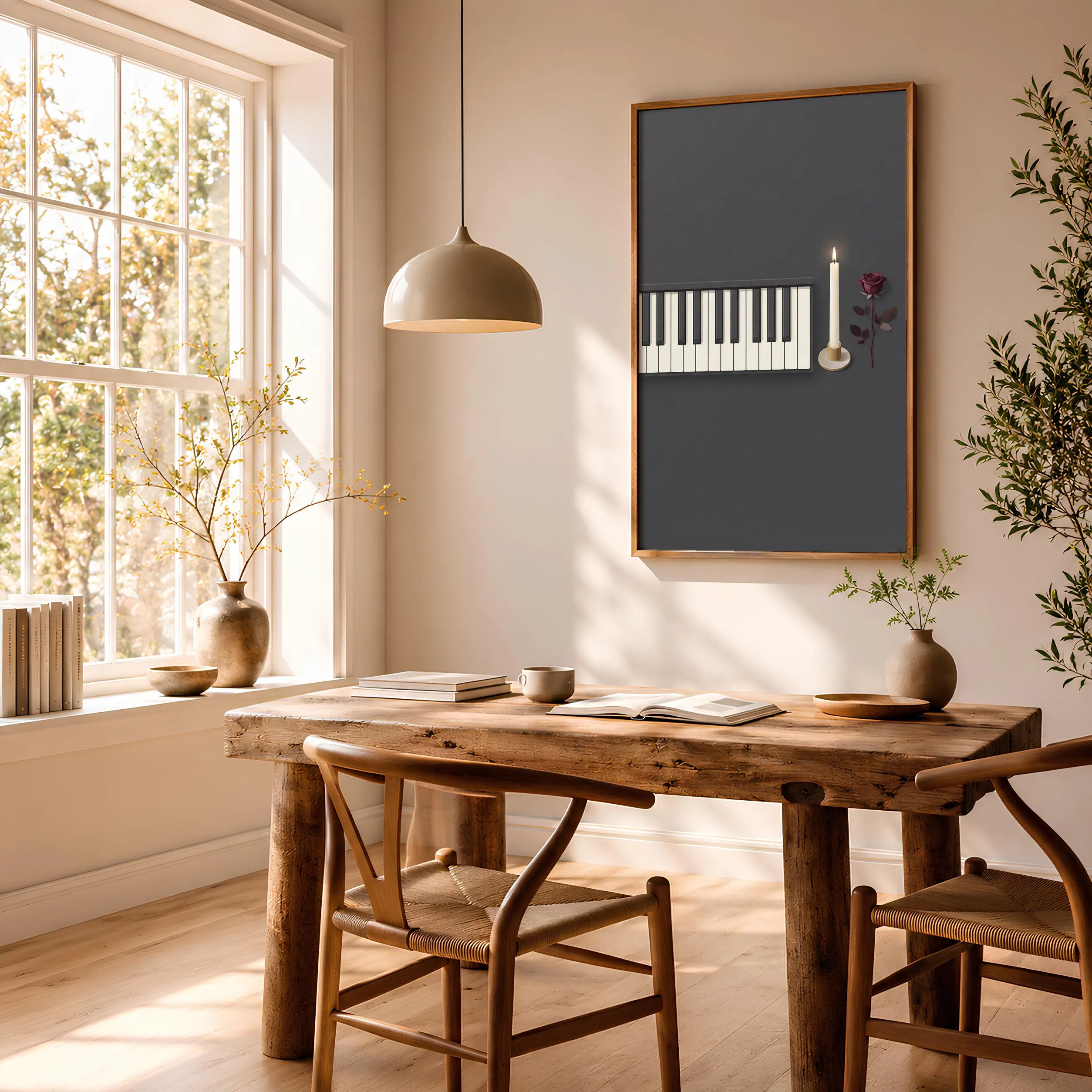Piano Keys Print, Japandi Music Room Poster, Burgundy Wall Art, Musician Gift, Housewarming Gift – Calm Wall Art by Artsify thumbnail 2