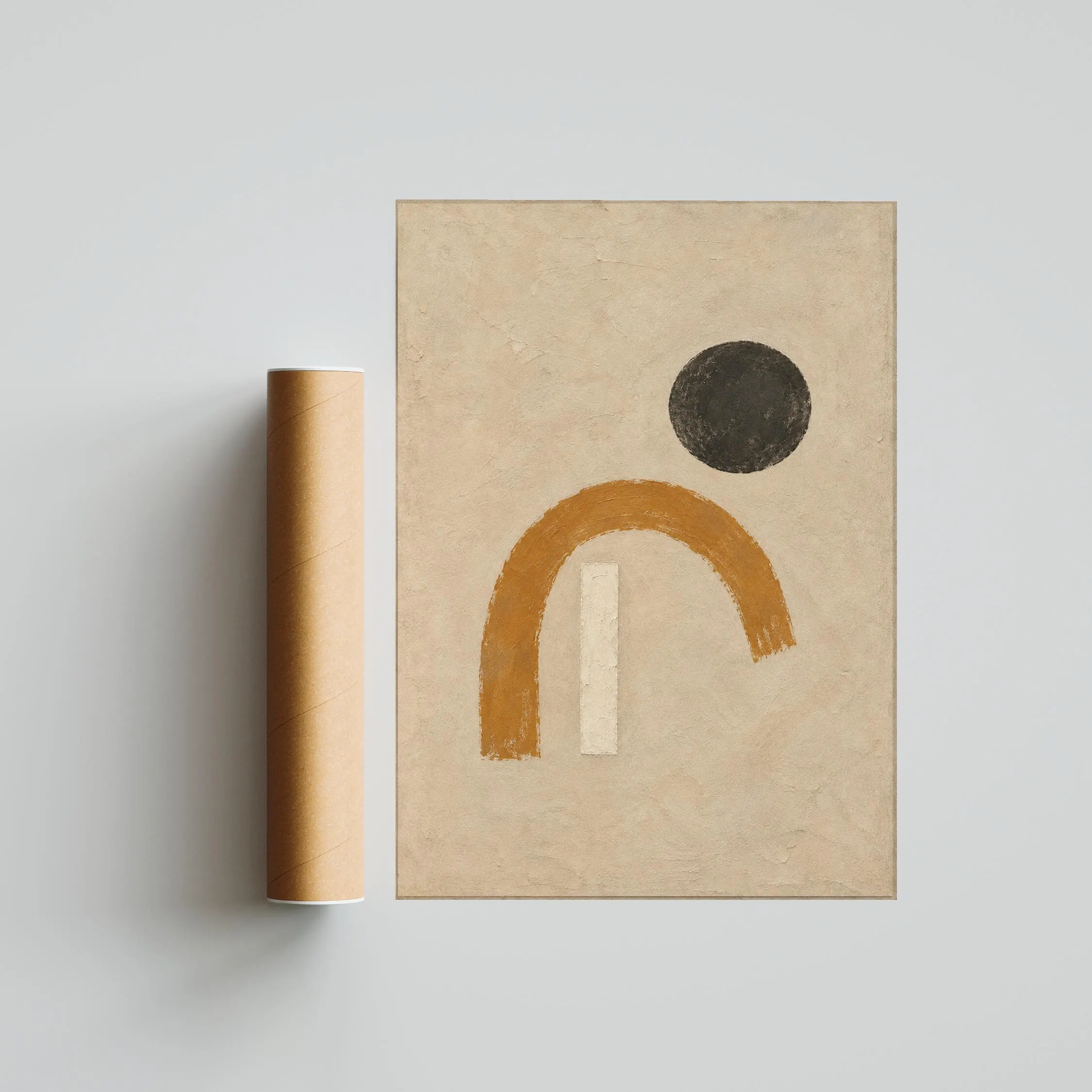 Ochre Arch Wall Art, Modernist Plaster Abstract Print – Calm Wall Art by Artsify thumbnail 5