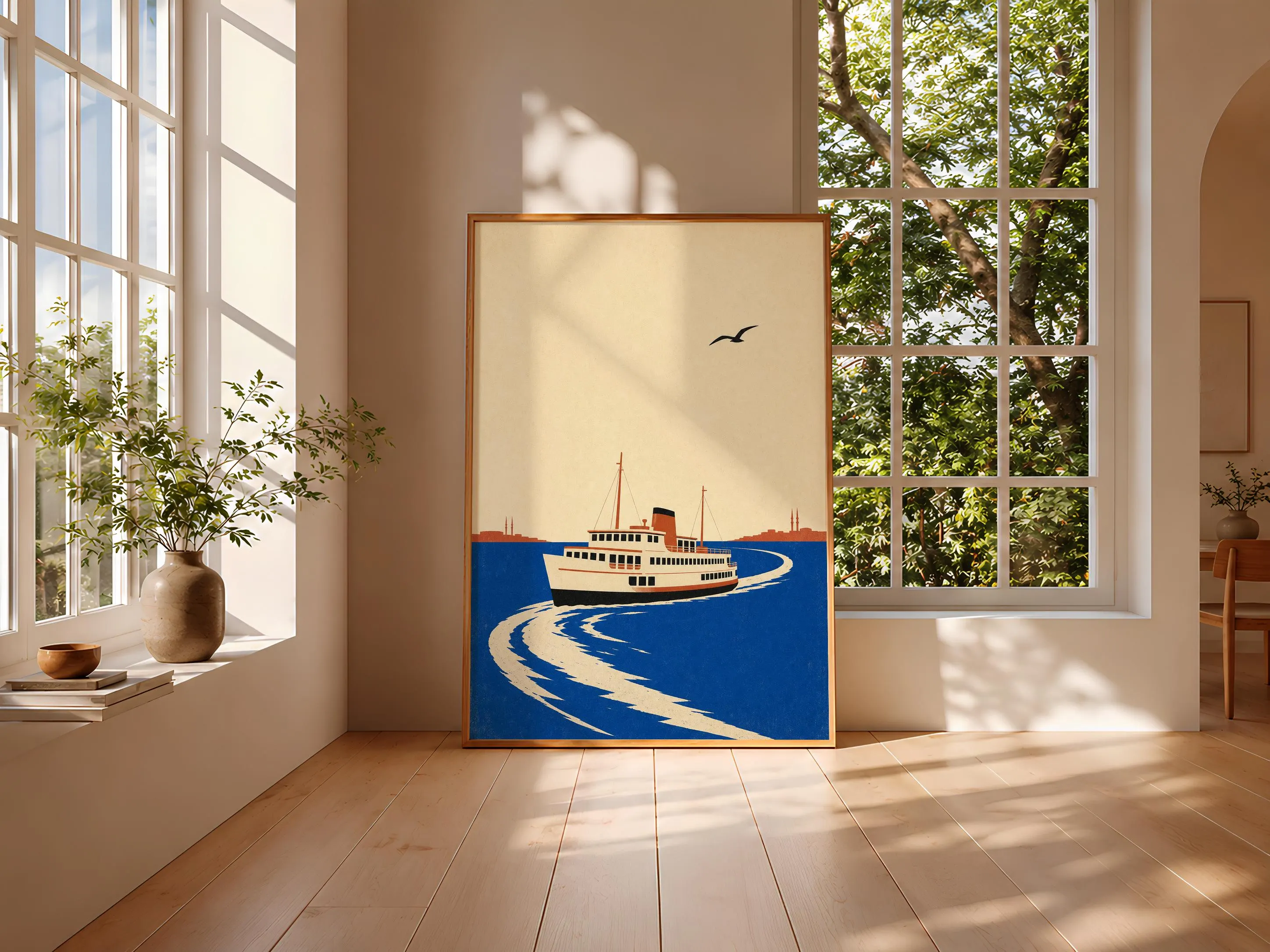 Istanbul Ferry Poster Print, Minimalist Travel Wall Art, Vintage City Poster, Turkish Wall Decor, Housewarming Gift – Calm Wall Art by Artsify thumbnail 3