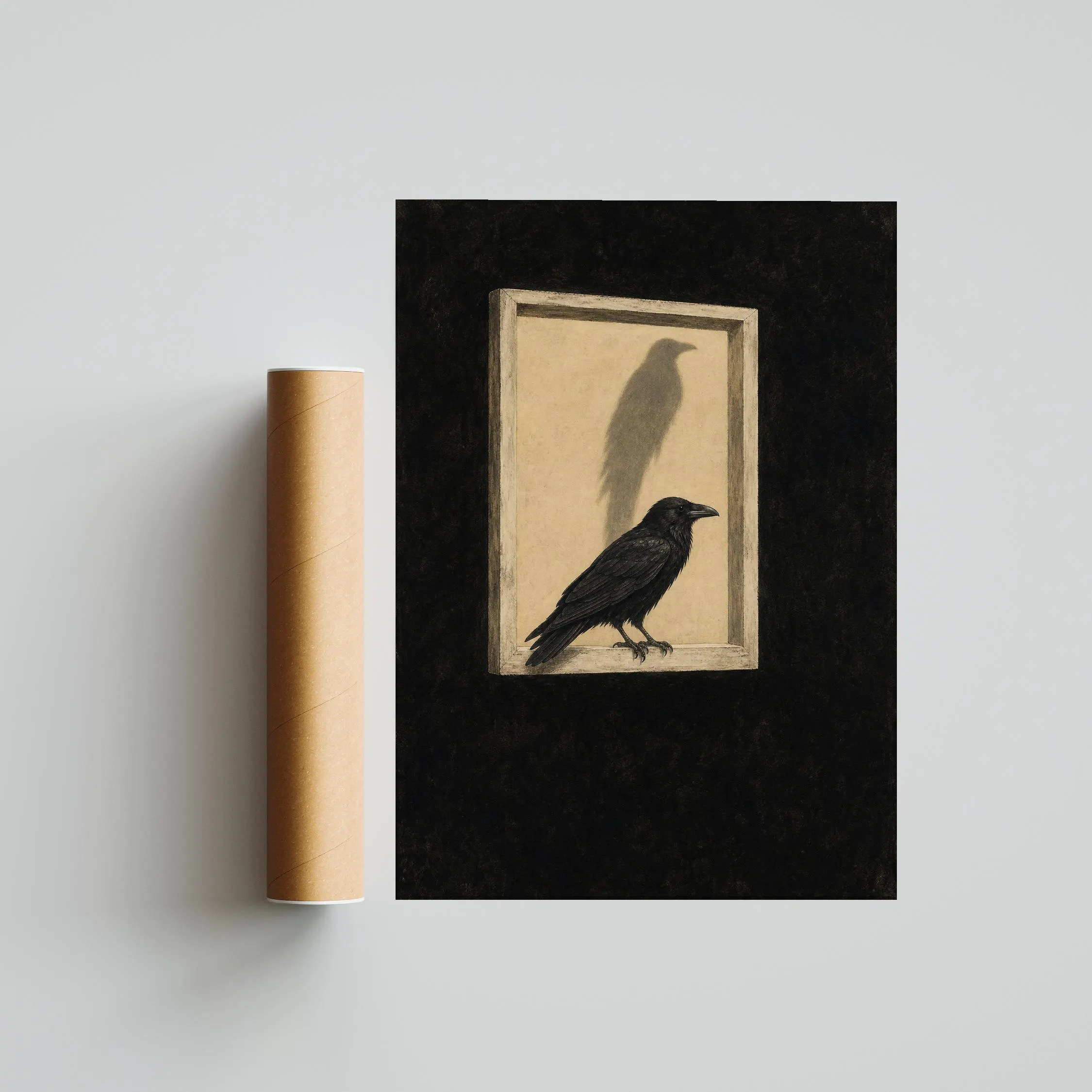 Surreal Raven Wall Art Print, Black Bird Window Poster, Dark Academia Decor, Minimalist Surreal Art, Housewarming Gift – Calm Wall Art by Artsify thumbnail 5