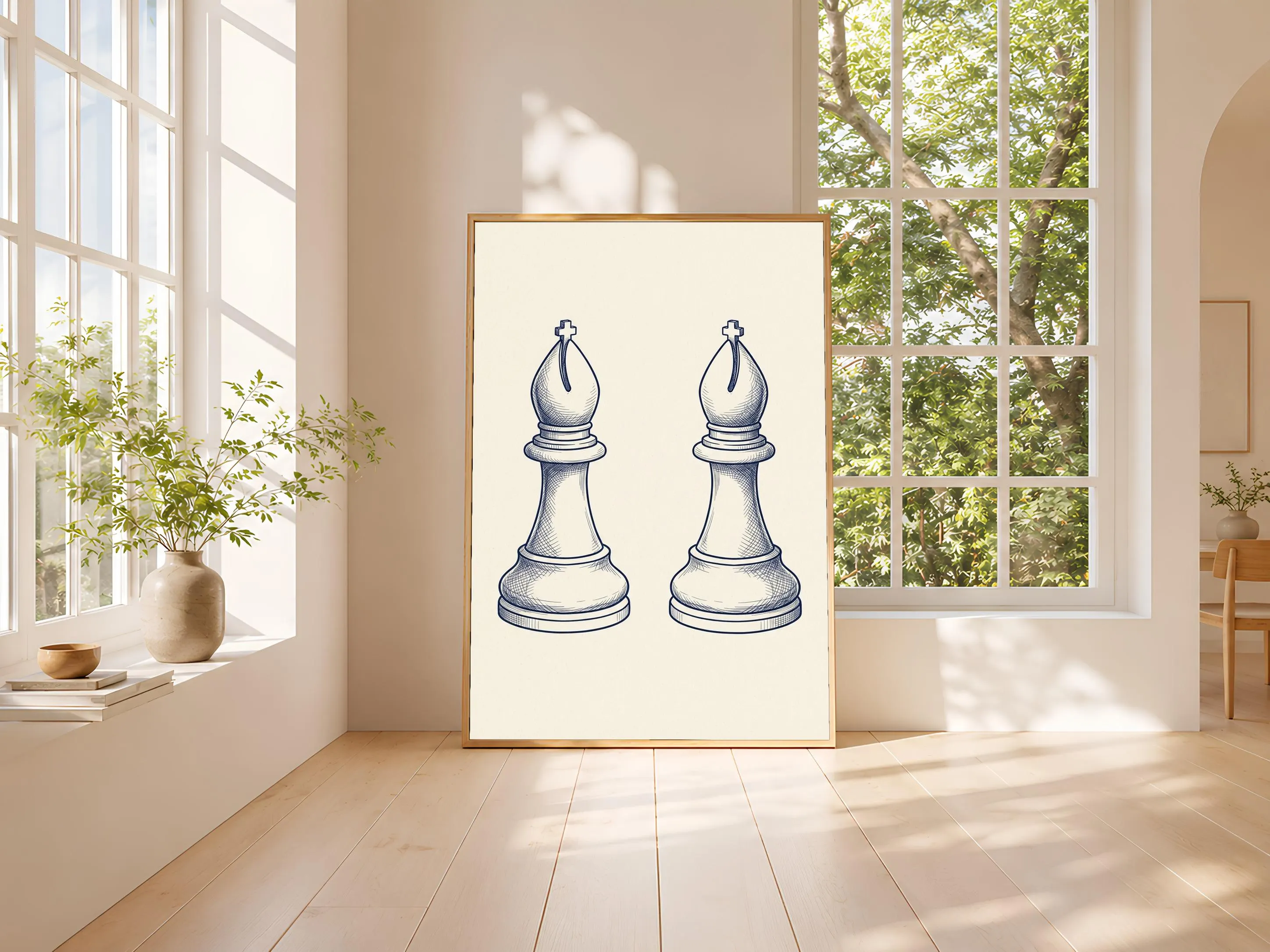 Chess Bishop Line Art Print, Ink Sketch, Game Room Poster, Office Decor, Chess Lover Gift – Calm Wall Art by Artsify thumbnail 3