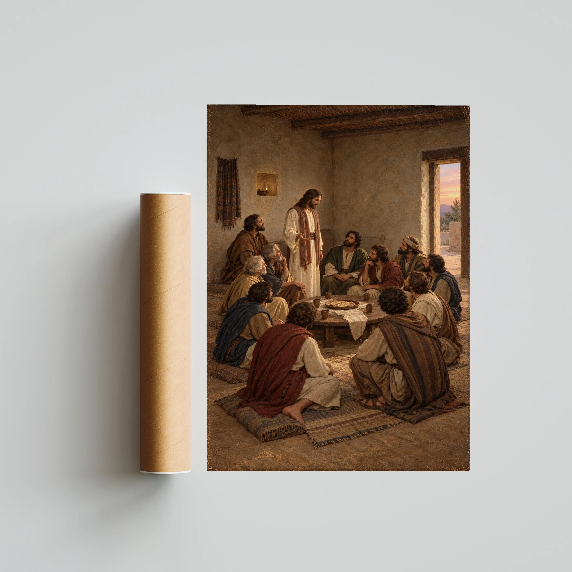 Jesus Last Supper Wall Art, Neutral Biblical Oil Painting, Easter Gift – Calm Wall Art by Artsify thumbnail 5