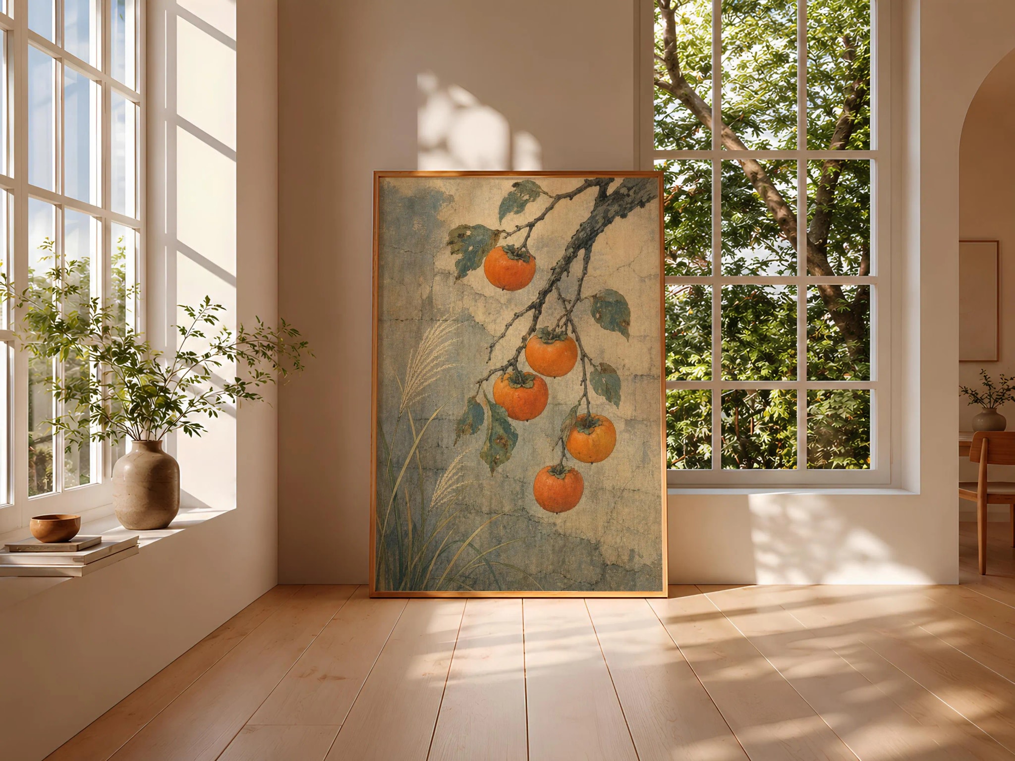 Japanese Persimmon Print, Botanical Fruit Wall Art, Wabi Sabi Kitchen Poster, Autumn Japandi Decor, Housewarming Gift – Calm Wall Art by Artsify thumbnail 3