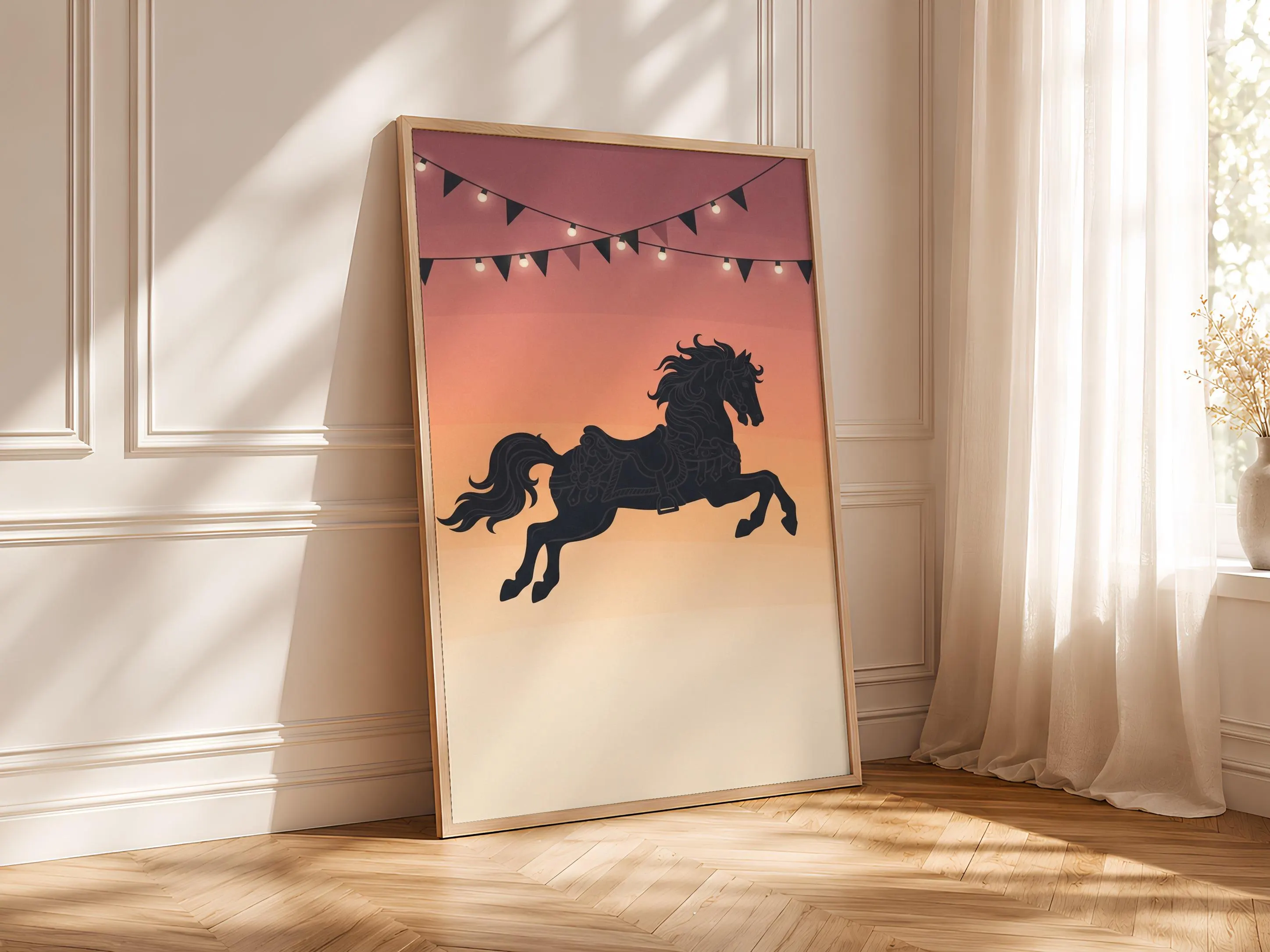 Circus Carousel Horse Print, Retro Big Top Poster, Dusty Rose Wall Art, Playroom Decor, Housewarming Gift – Calm Wall Art by Artsify thumbnail 4