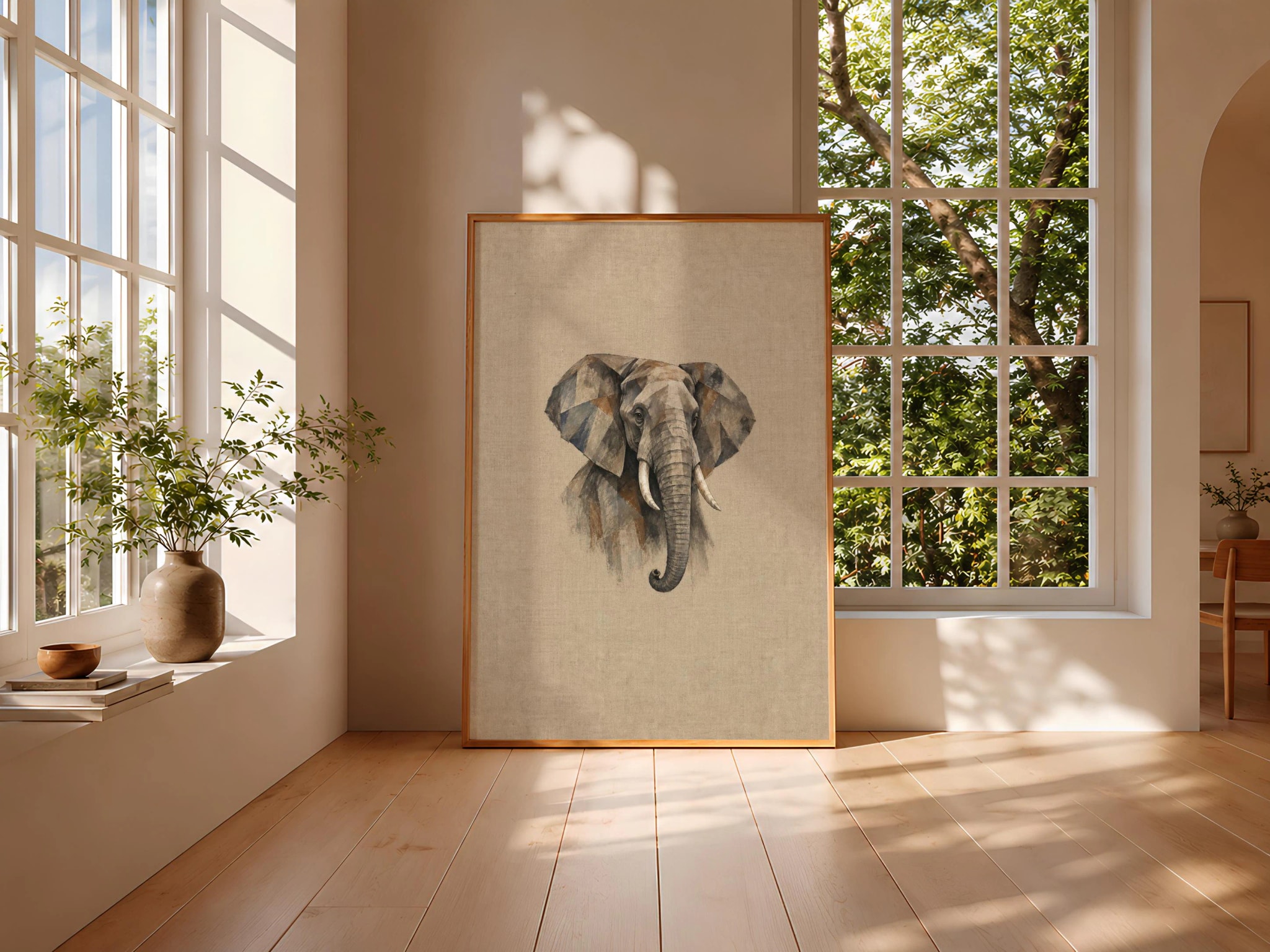 Cubist Elephant Wall Art, Abstract Geometric Wildlife Portrait, Modern Safari Decor – Calm Wall Art by Artsify thumbnail 3
