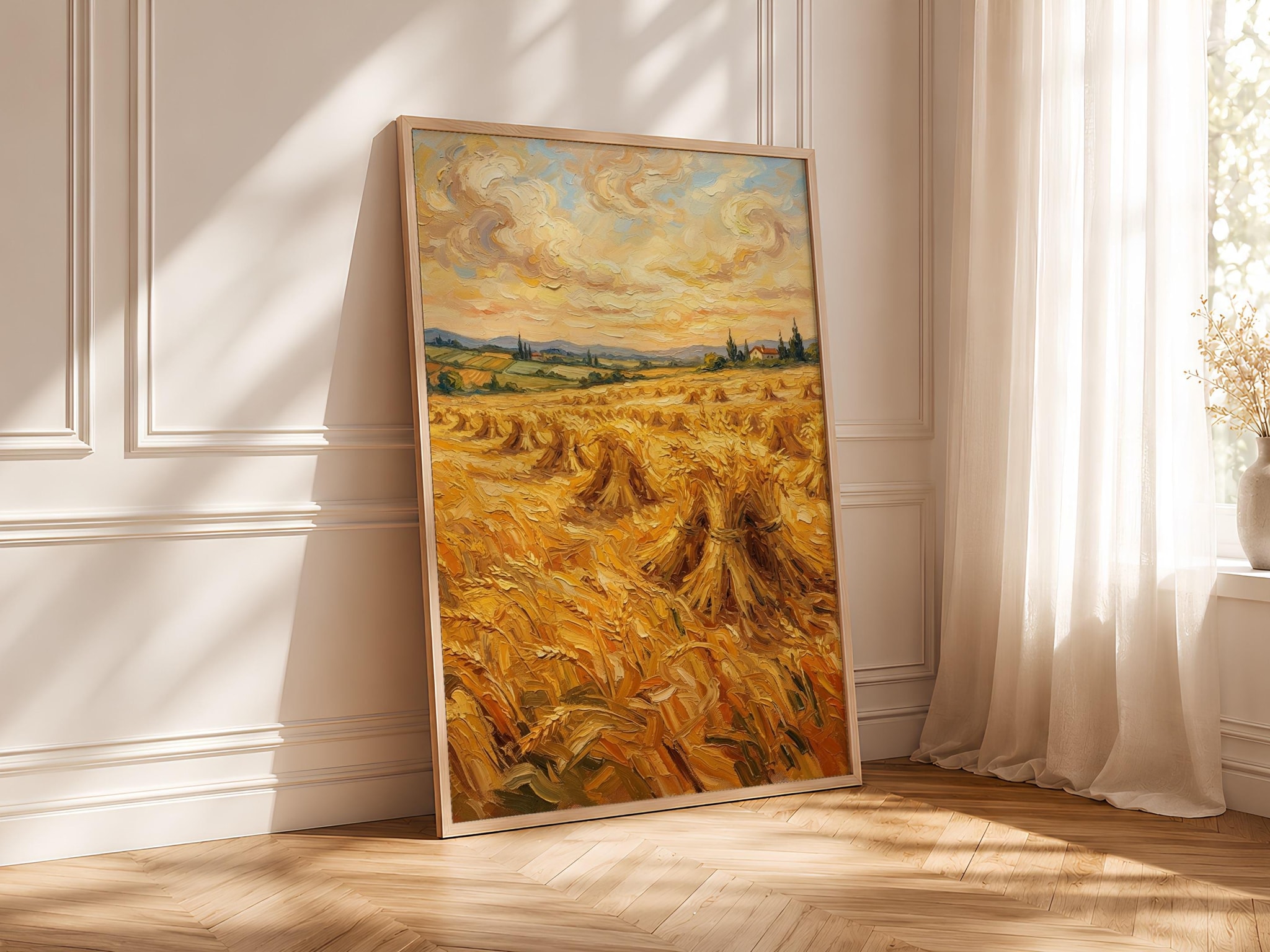 Van Gogh Style Wheat Field Print, Post Impressionist Harvest Poster, Golden Sheaves Wall Art, Kitchen Decor, Housewarming Gift – Calm Wall Art by Artsify thumbnail 4